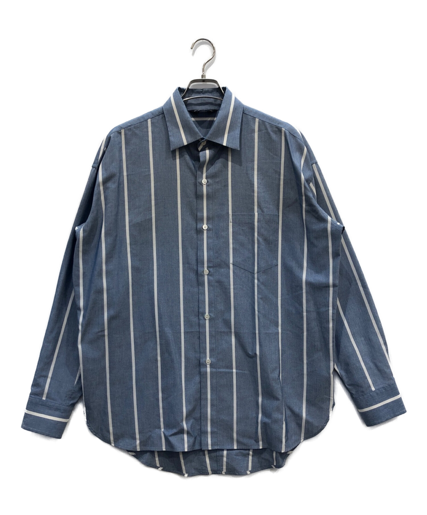 UNUSED (アンユーズド) シルクコットンストライプシャツ ブルー サイズ:1