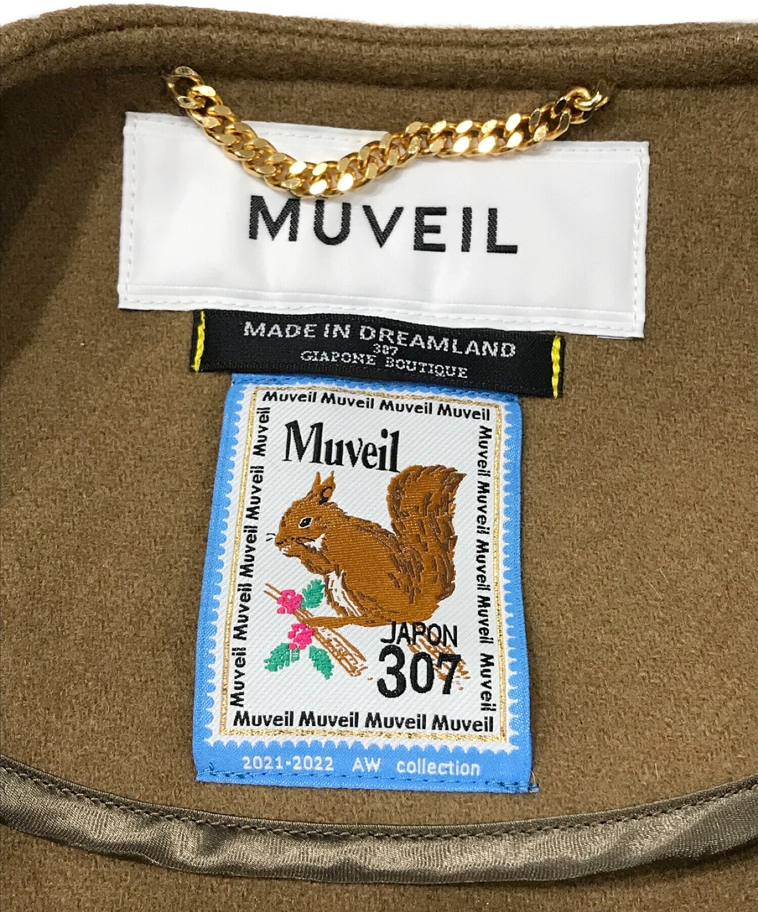 MUVEIL (ミュベール) メタルボタンコート ブラウン サイズ:SIZE 38