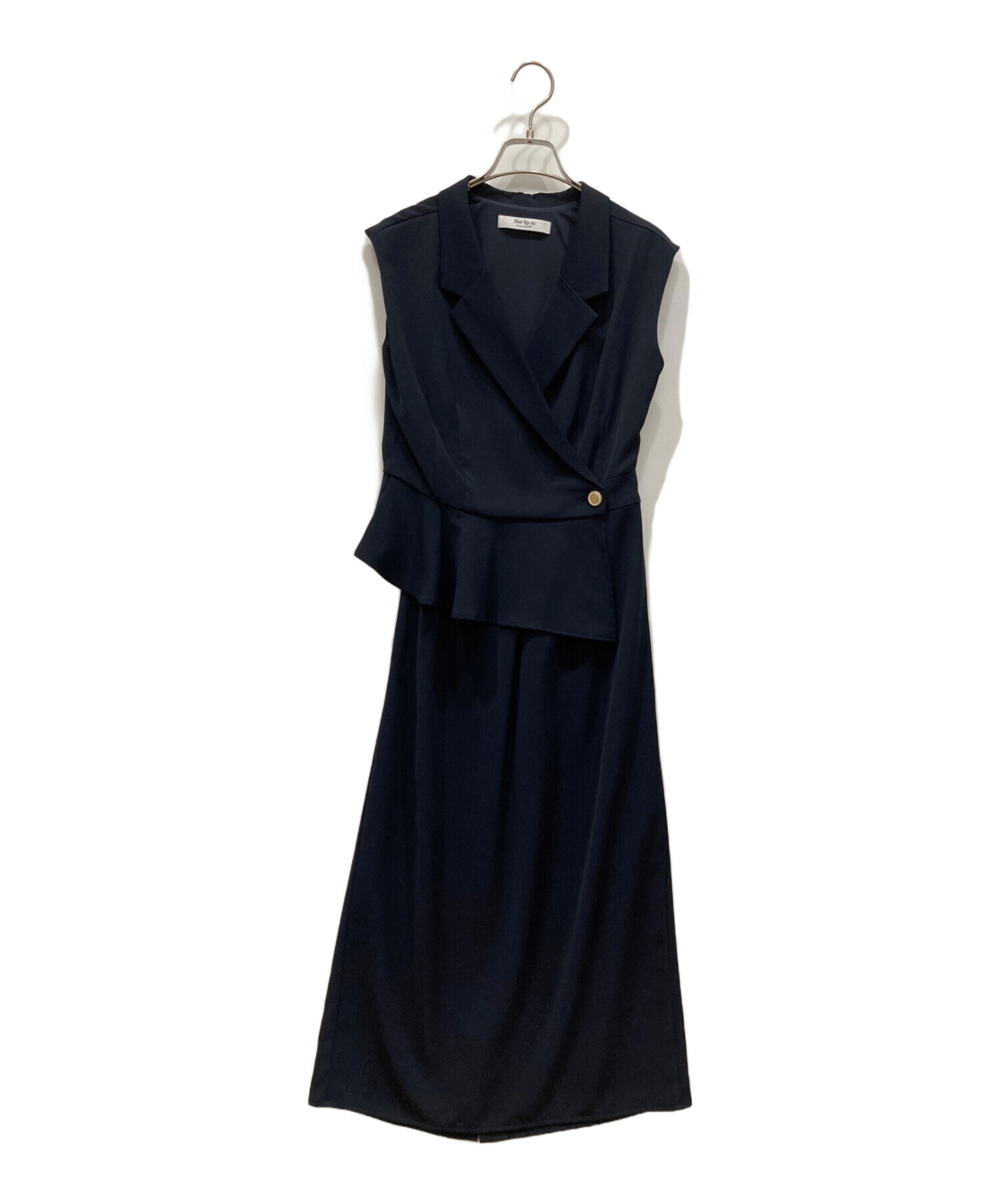 HER LIP TO (ハーリップトゥ) Gramercy Wrap Midi Dress グラマシー ラップ ミディ ドレス ワンピース ネイビー  サイズ:M