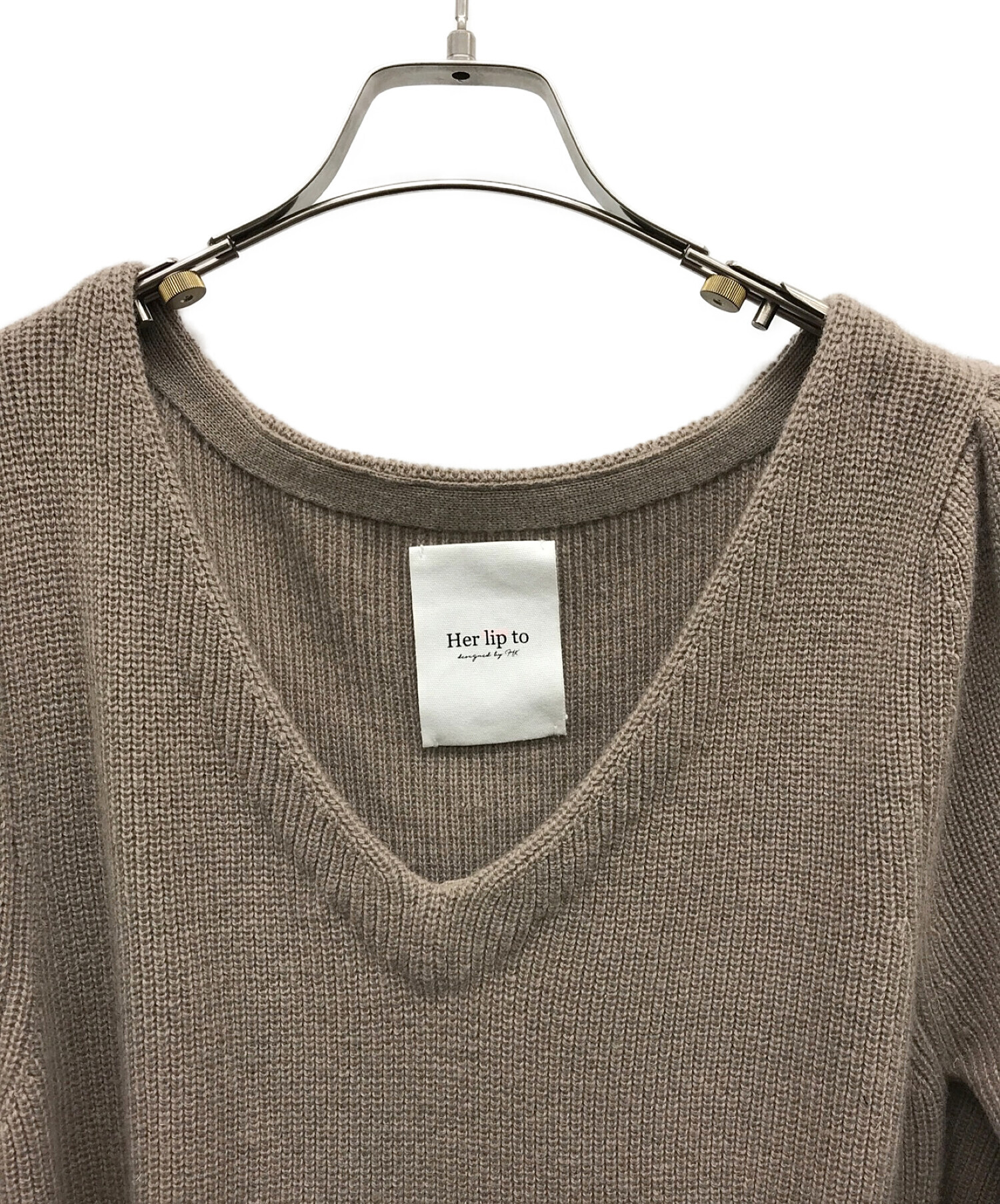 Her lip to (ハーリップトゥ) Two-Tone Belted Knit Dress ベージュ サイズ:M