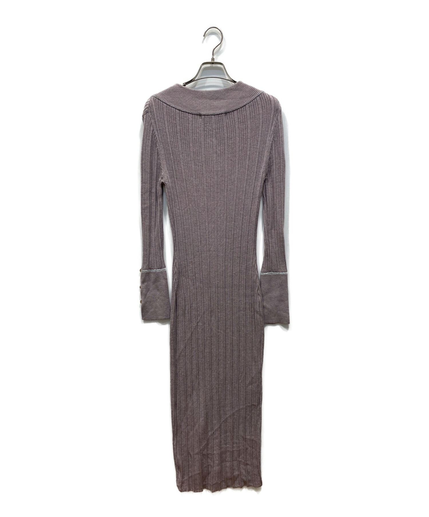 HER LIP TO (ハーリップトゥ) Ribbed Stretch-Knit Dress ラベンダー サイズ:M