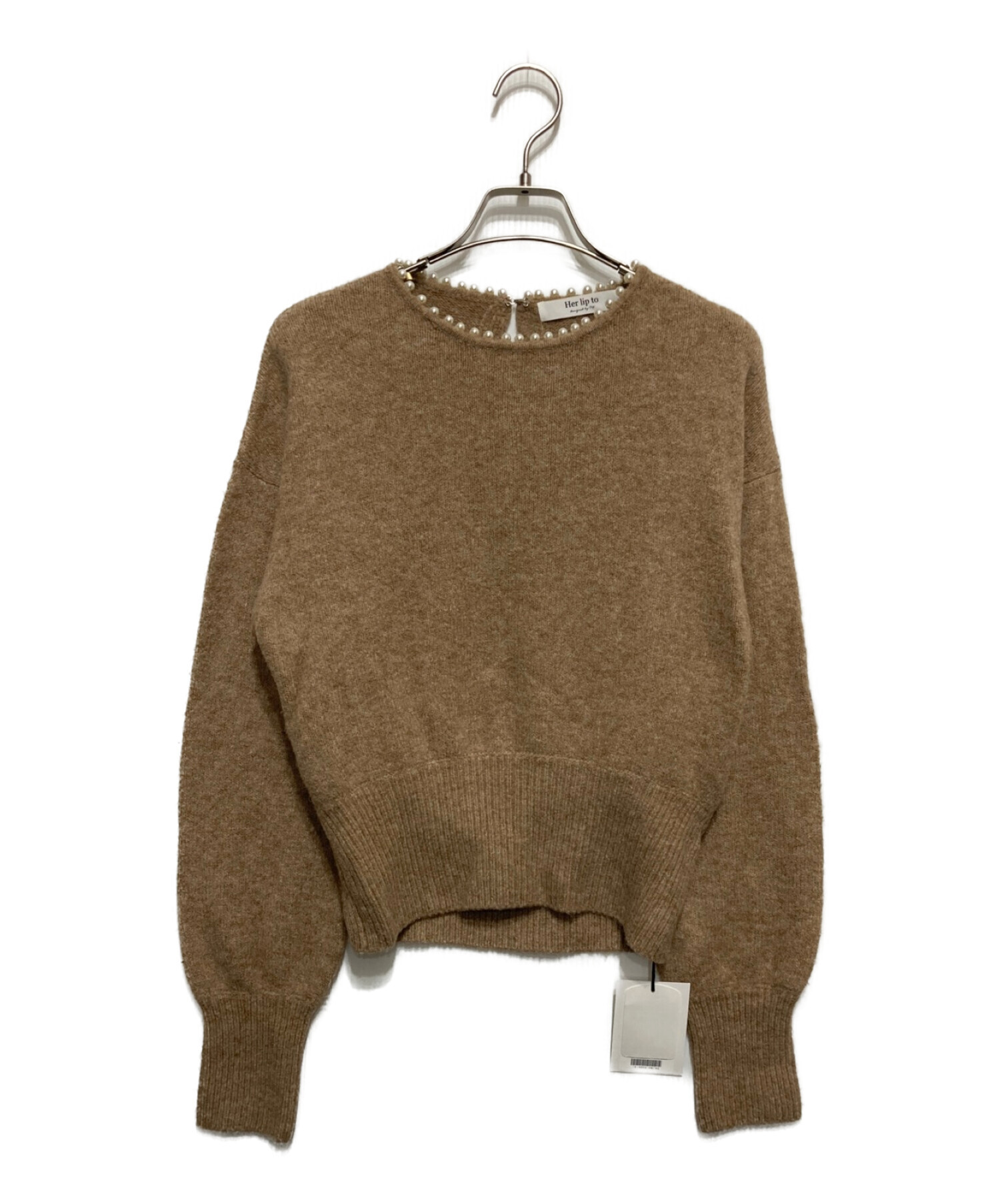 Her lip to (ハーリップトゥ) Pearl Necklace Knit Pullover ブラウン サイズ:Ⅿ