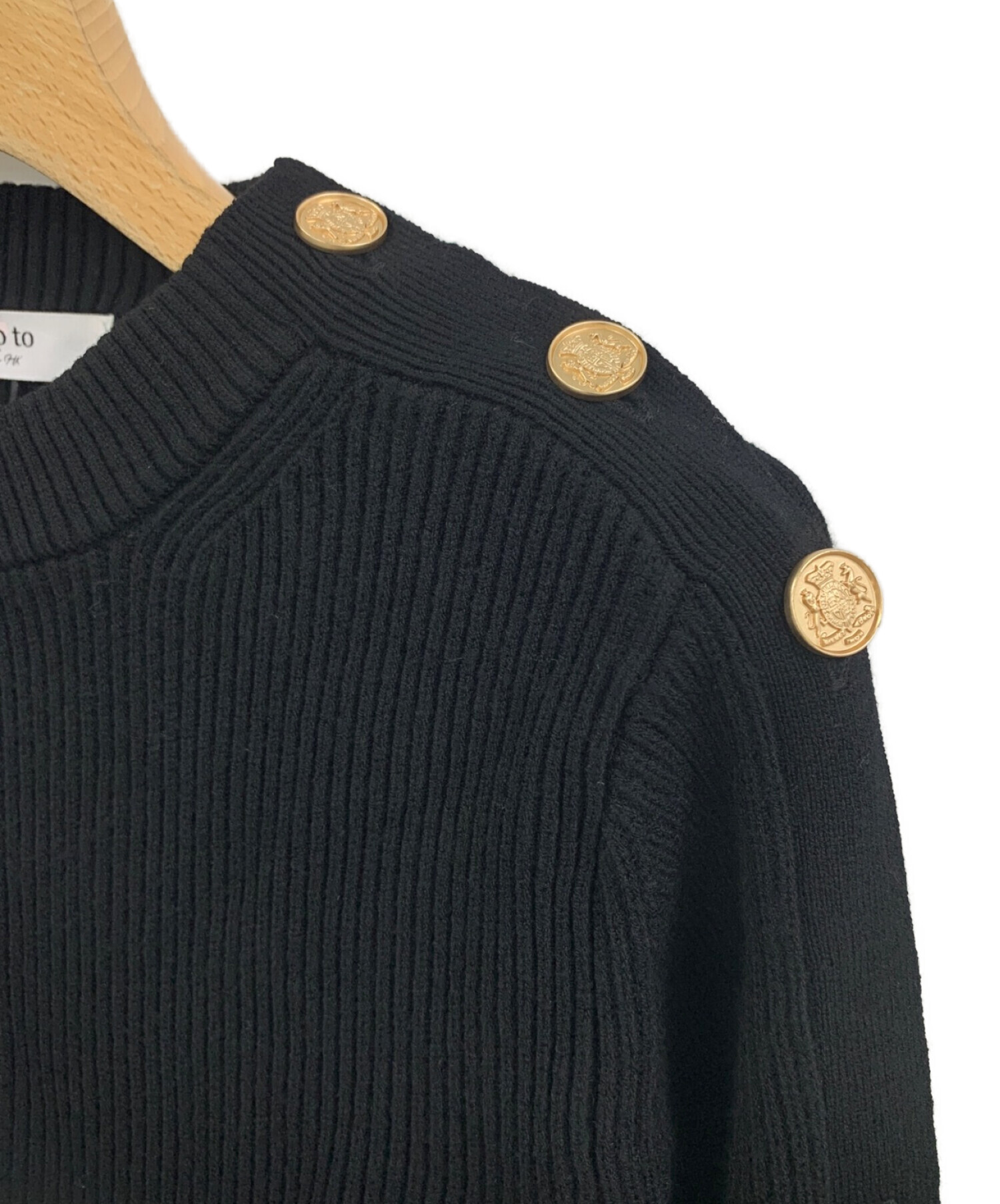 中古・古着通販】Her lip to (ハーリップトゥ) Embellished-Button Ribbed Knit Pullover ブラック  サイズ:M｜ブランド・古着通販 トレファク公式【TREFAC FASHION】スマホサイト