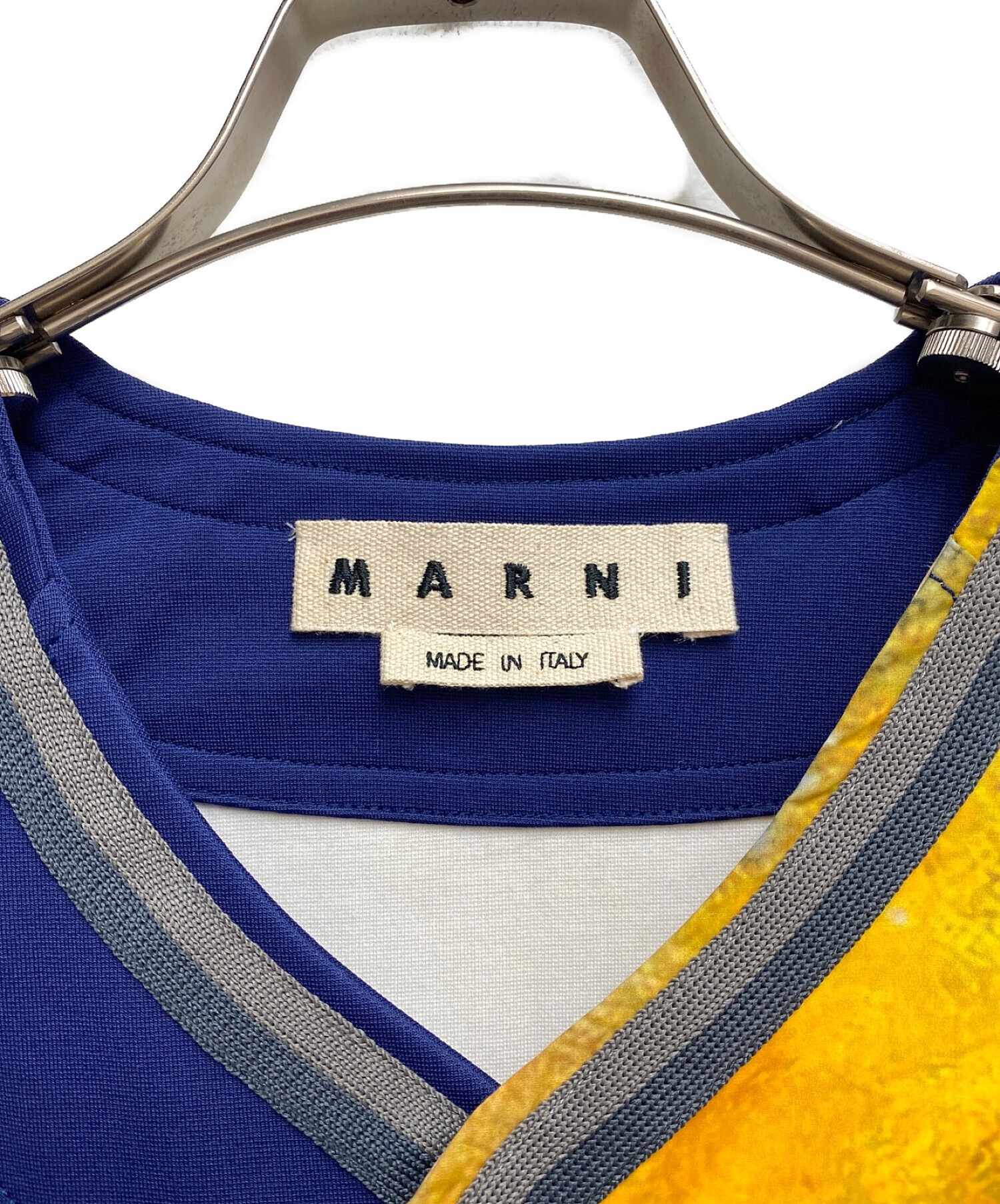 MARNI (マルニ) ベースボールシャツ ネイビー×イエロー サイズ:46