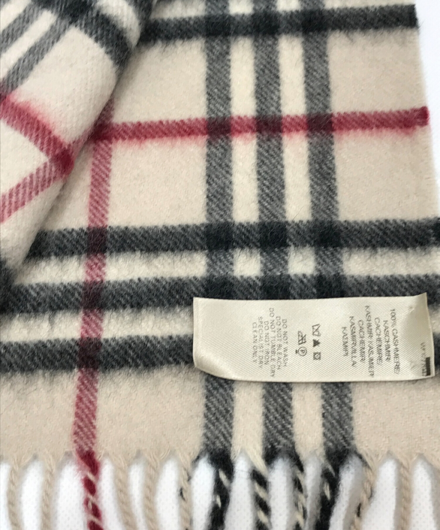 BURBERRY (バーバリー) カシミヤチェックマフラー ベージュ