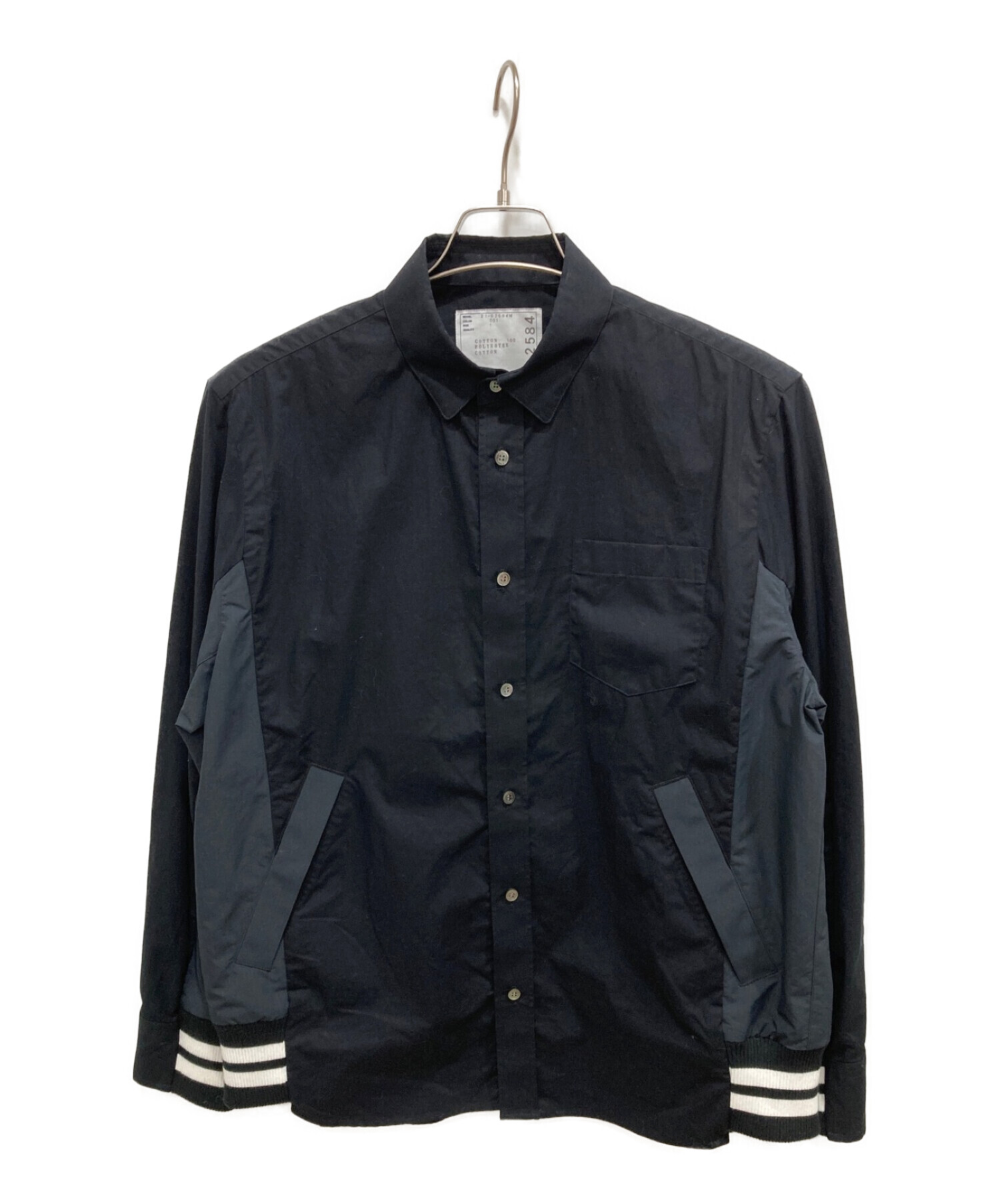 sacai (サカイ) コットンポプリンシャツ ブラック サイズ:1