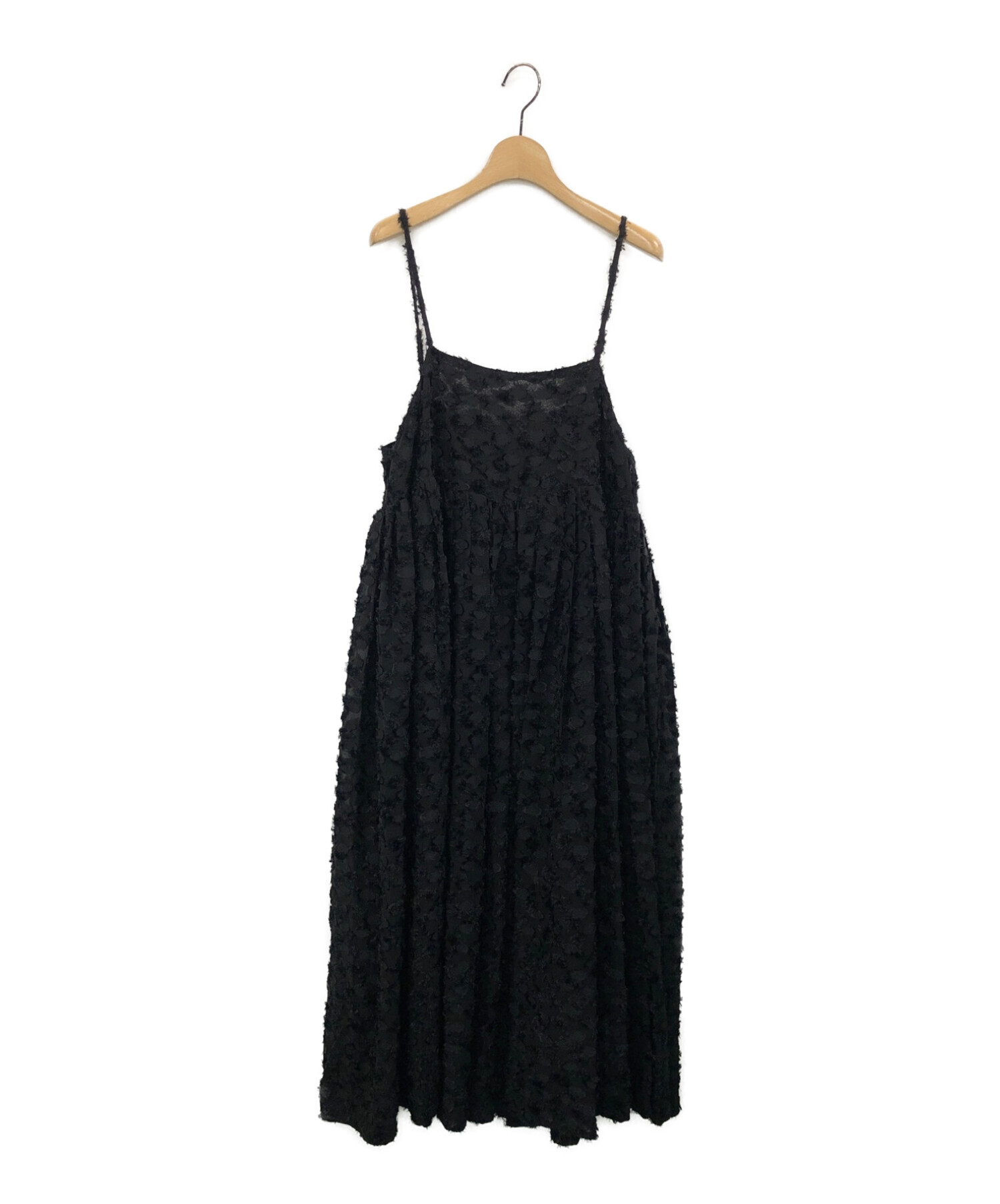 中古・古着通販】Uhr (ウーア) Camisole Volume Dress ブラック サイズ