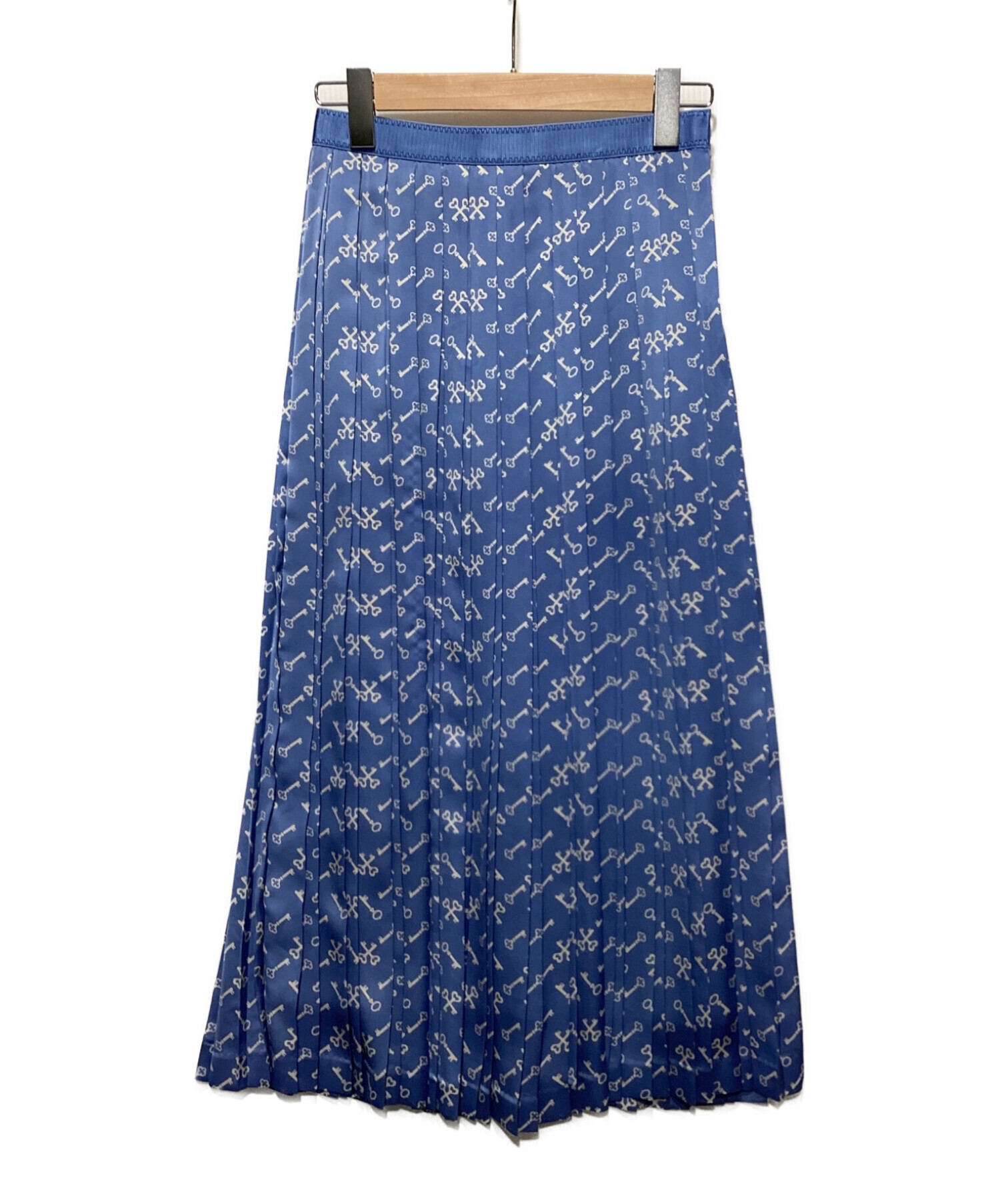 ANAYI (アナイ) キープリントプリーツスカート ブルー サイズ:38