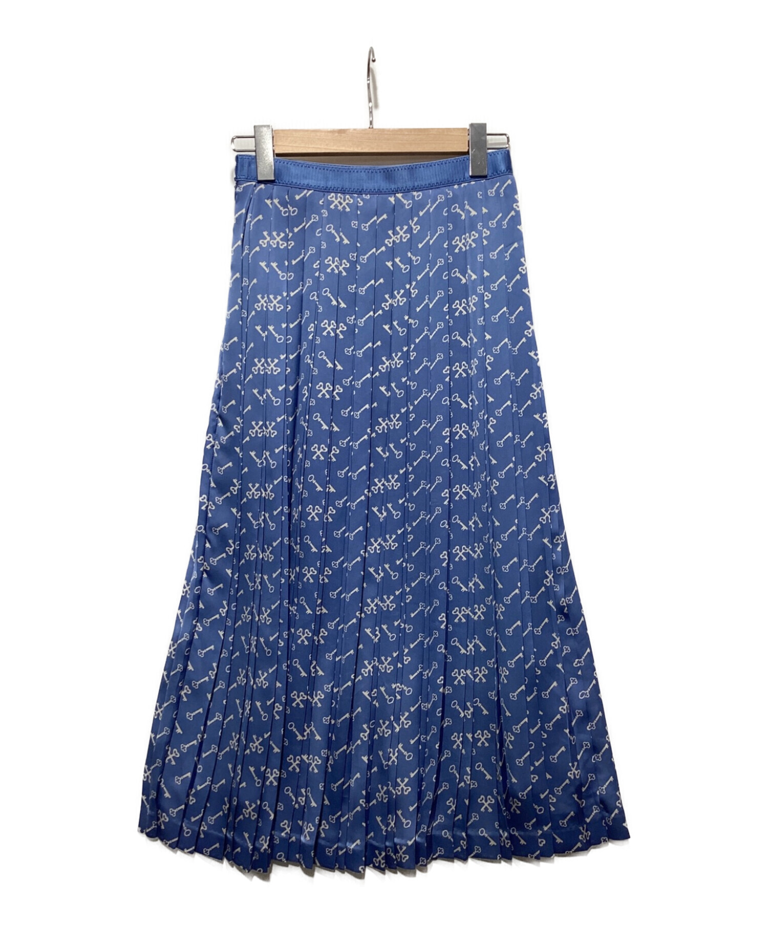 ANAYI (アナイ) キープリントプリーツスカート ブルー サイズ:38