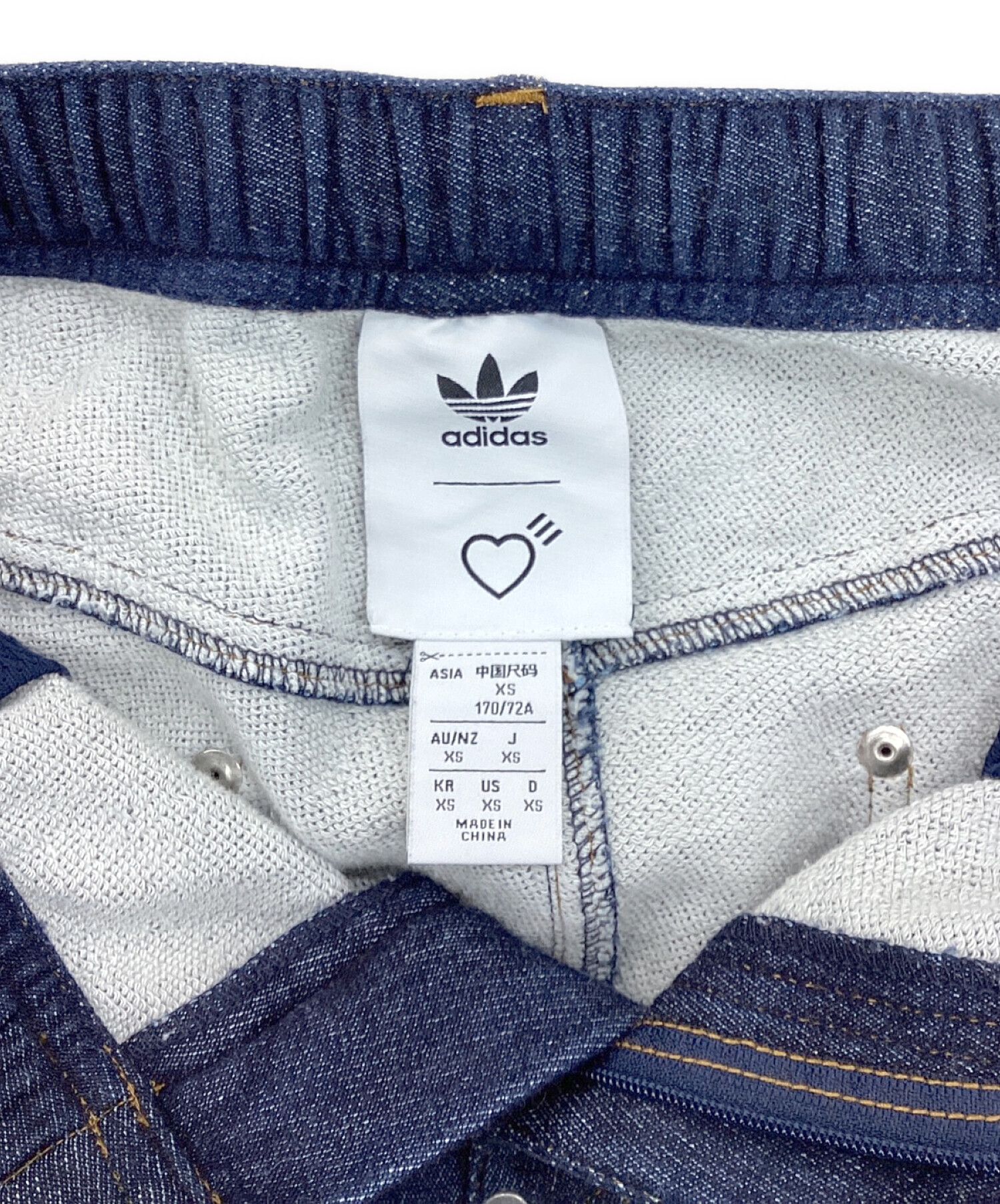 adidas (アディダス) HUMAN MADE (ヒューマンメイド) デニムトラックパンツ インディゴ サイズ:XS