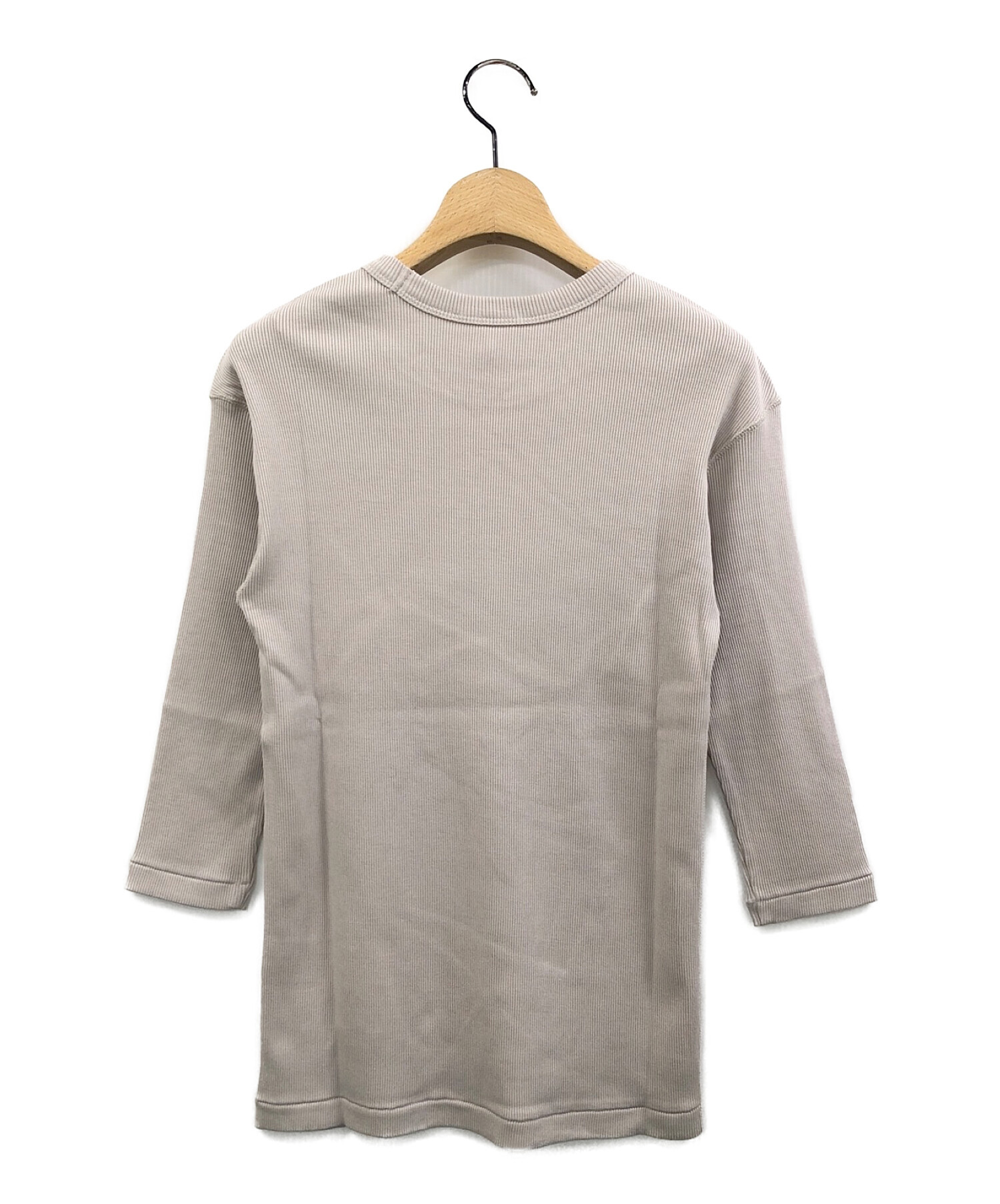 MUSE de Deuxieme Classe (ミューズ ドゥーズィエム クラス) rib T-shirt ベージュ サイズ:F