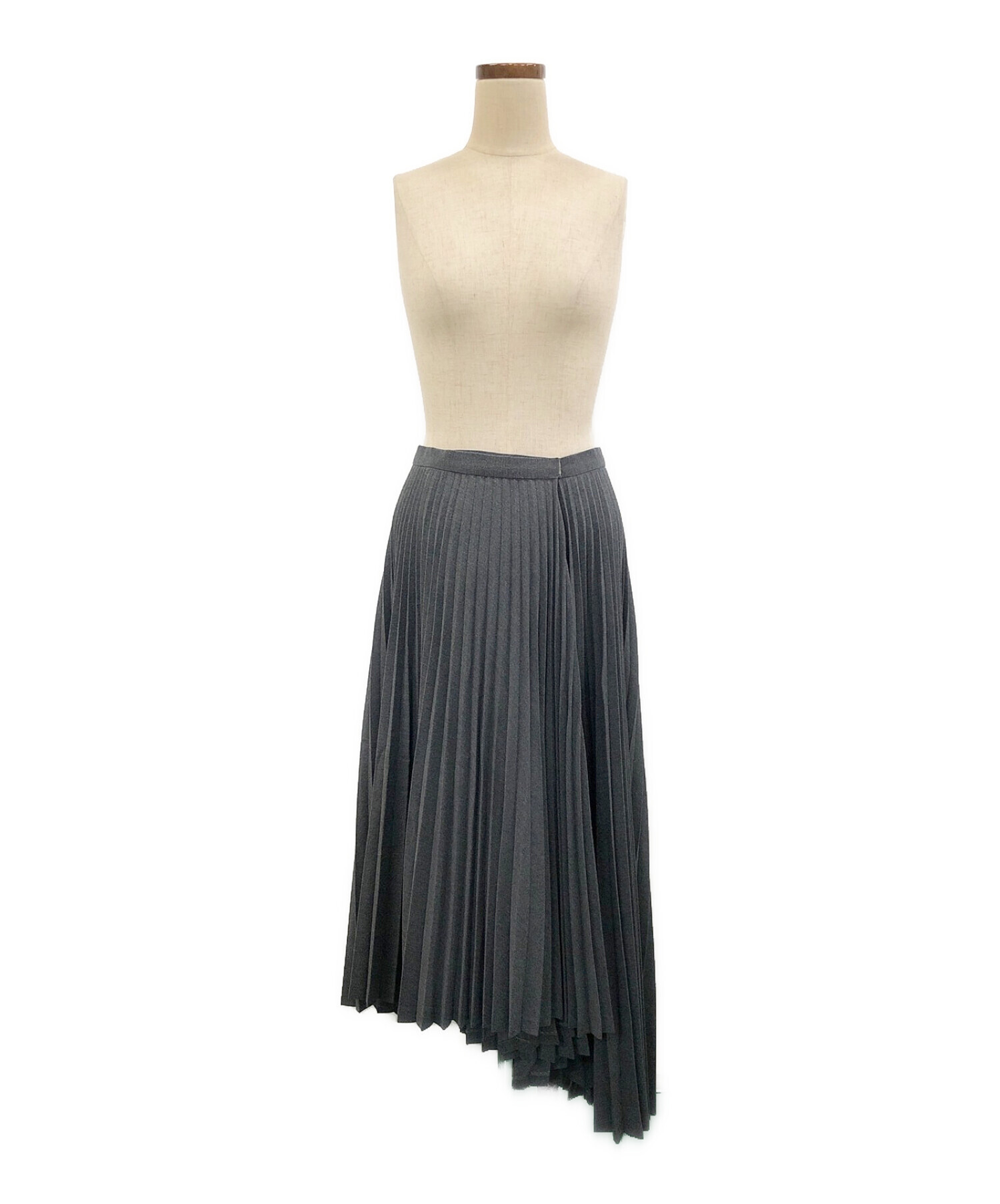 CLANE (クラネ) ASYMMETRY PLEAT WRAP SKIRT グレー サイズ:2