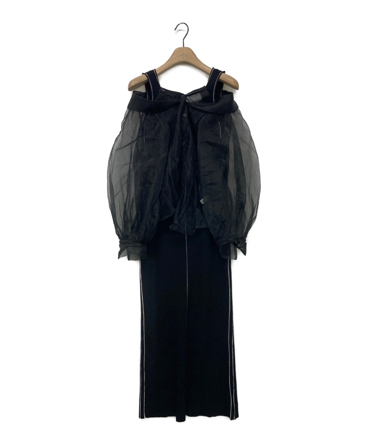 COCODEAL (ココディール) オーガンジーシャツ×ニットワンピースSET ブラック サイズ:1