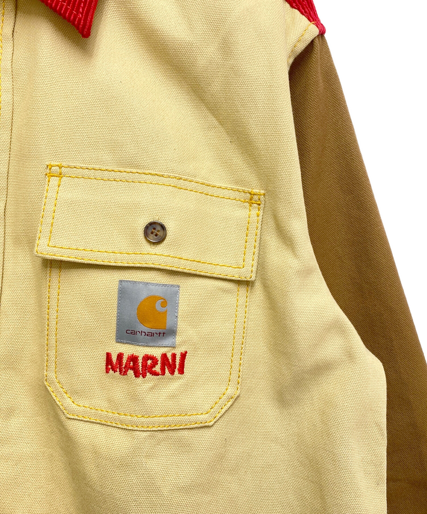 MARNI (マルニ) Carhartt WIP (カーハートダブリューアイピー) 23SS カラーブロックオーバーシャツ ブラウン サイズ:S  未使用品