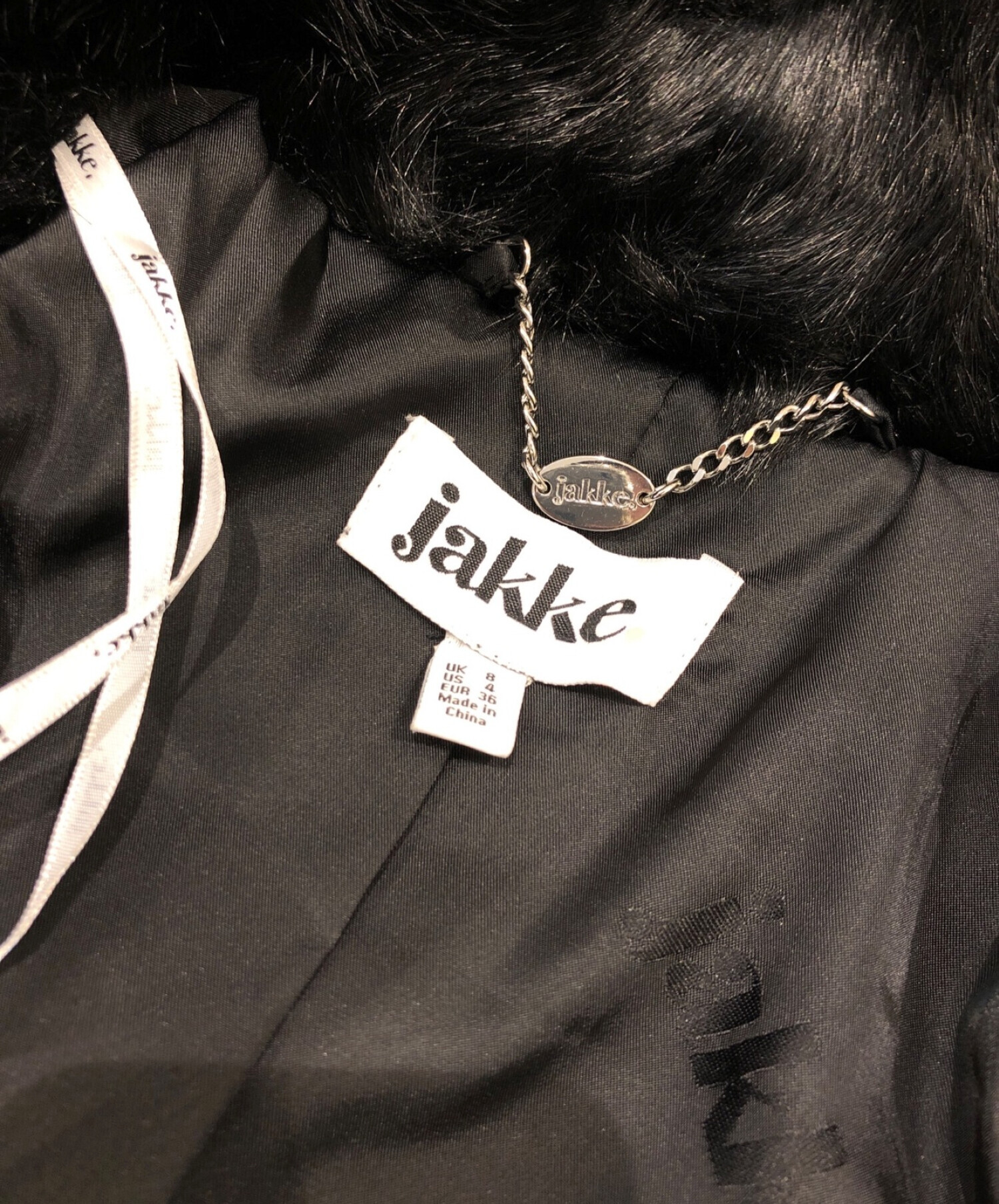 jakke (ジャッキー) エコファーコート ブラック サイズ:UK8/US4/EU36