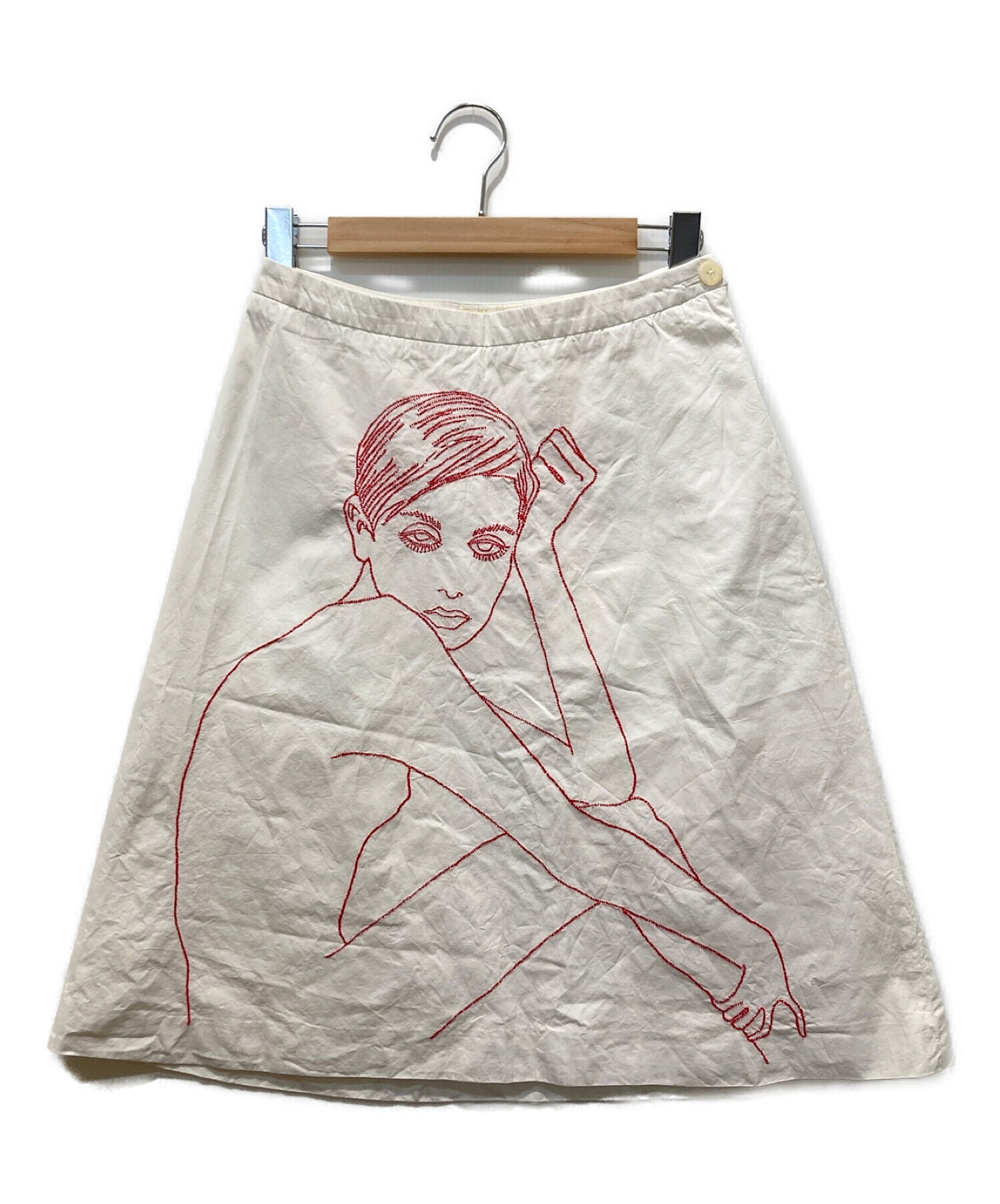 DIRK VAN SAENE (ダークヴァンセーヌ) 刺繍スカート ホワイト サイズ:38