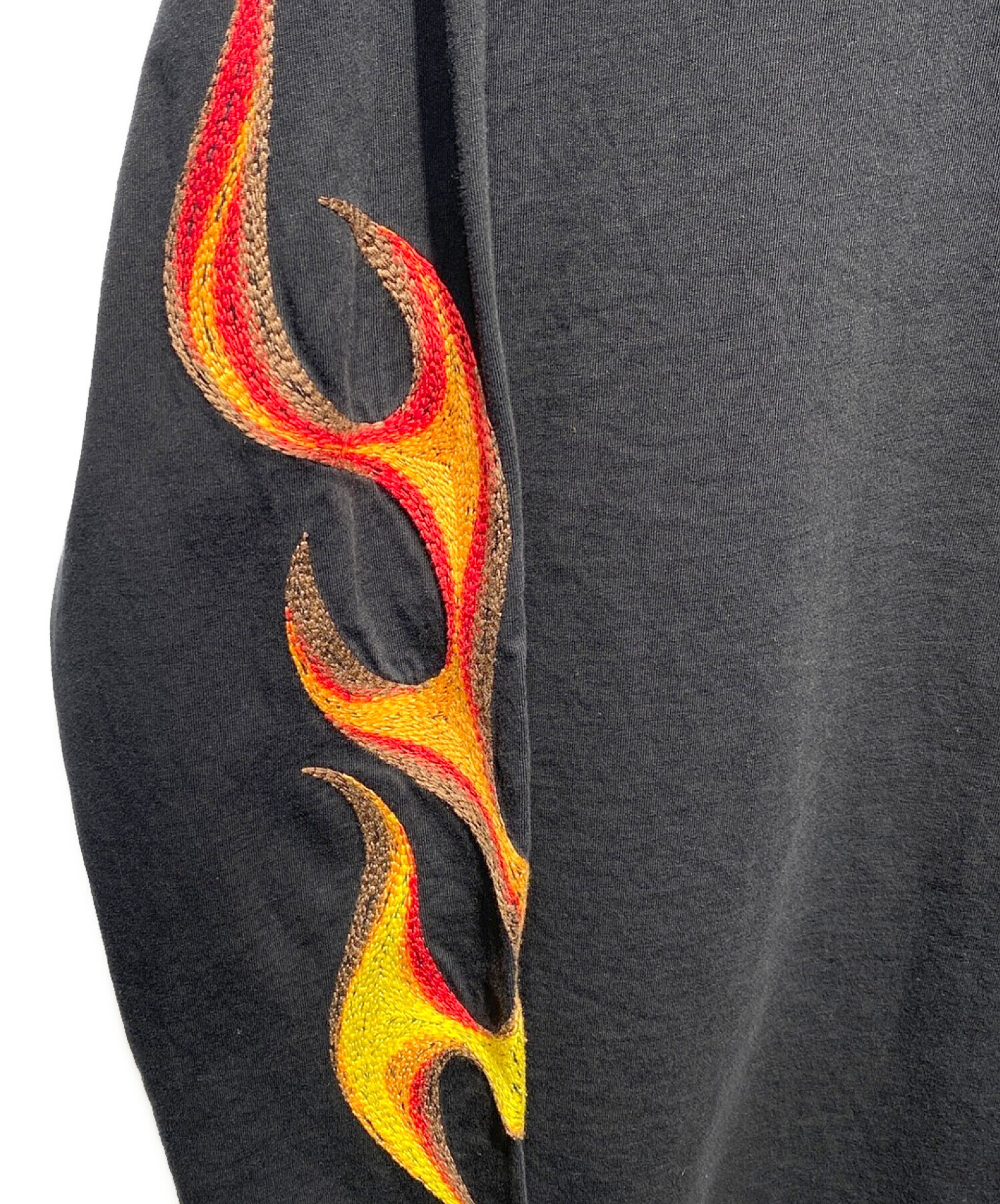 Etudes (エチュード) ファイヤーパターン刺繍ロングTシャツ ブラック サイズ:M
