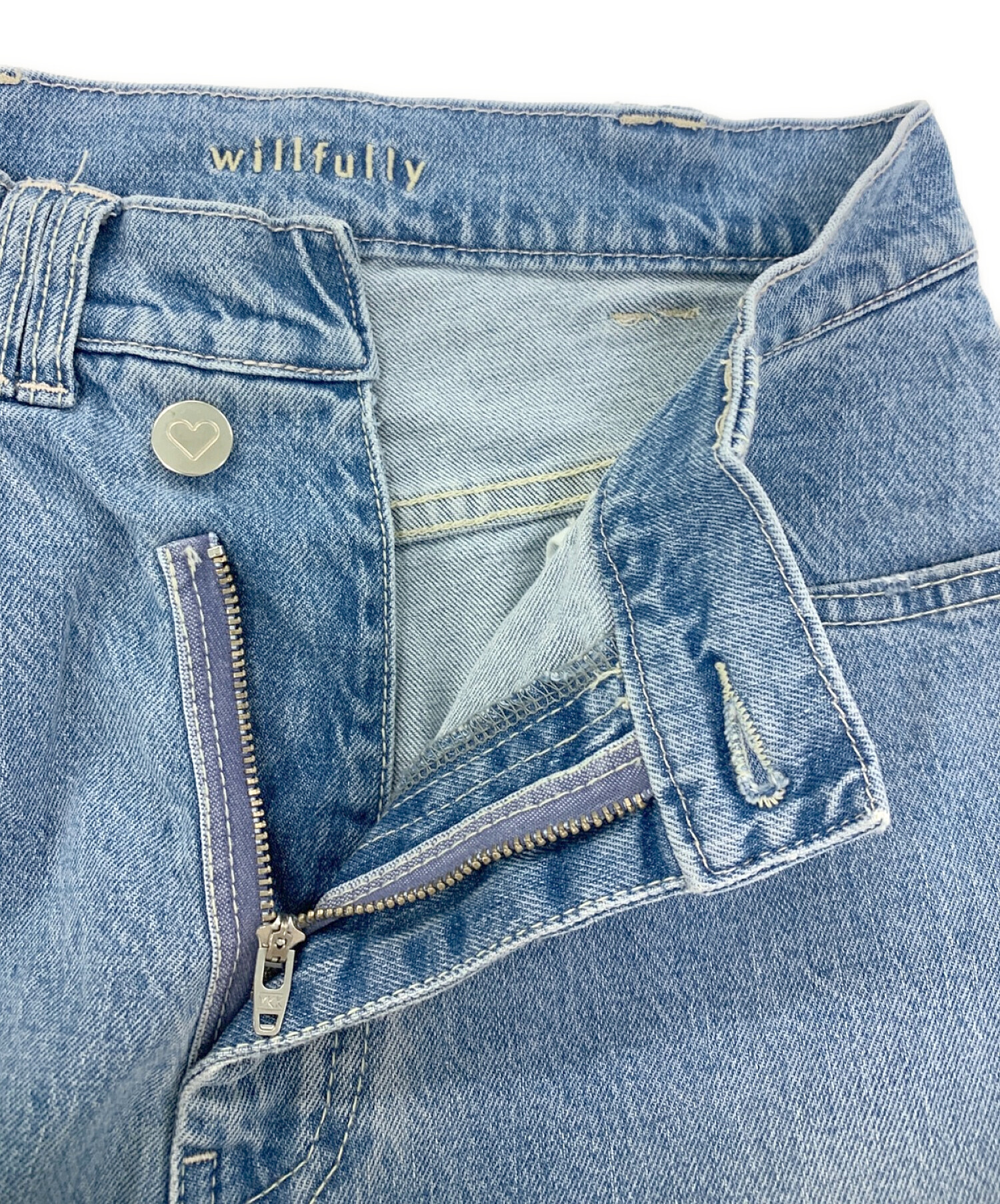 willfully (ウィルフリー) side notch asymmetry belt denim インディゴ サイズ:Free