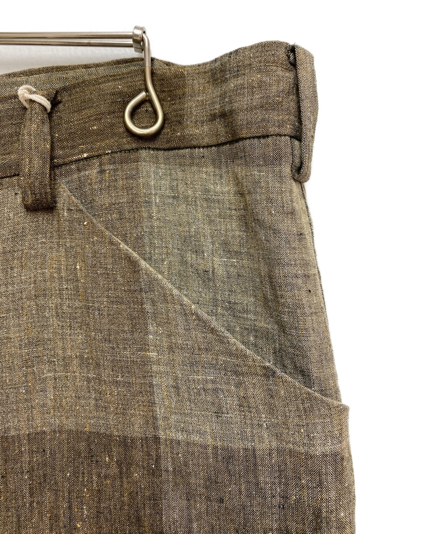 中古・古着通販】SUNSEA (サンシー) BLOCK LINEN WIDE PANTS ブラウン