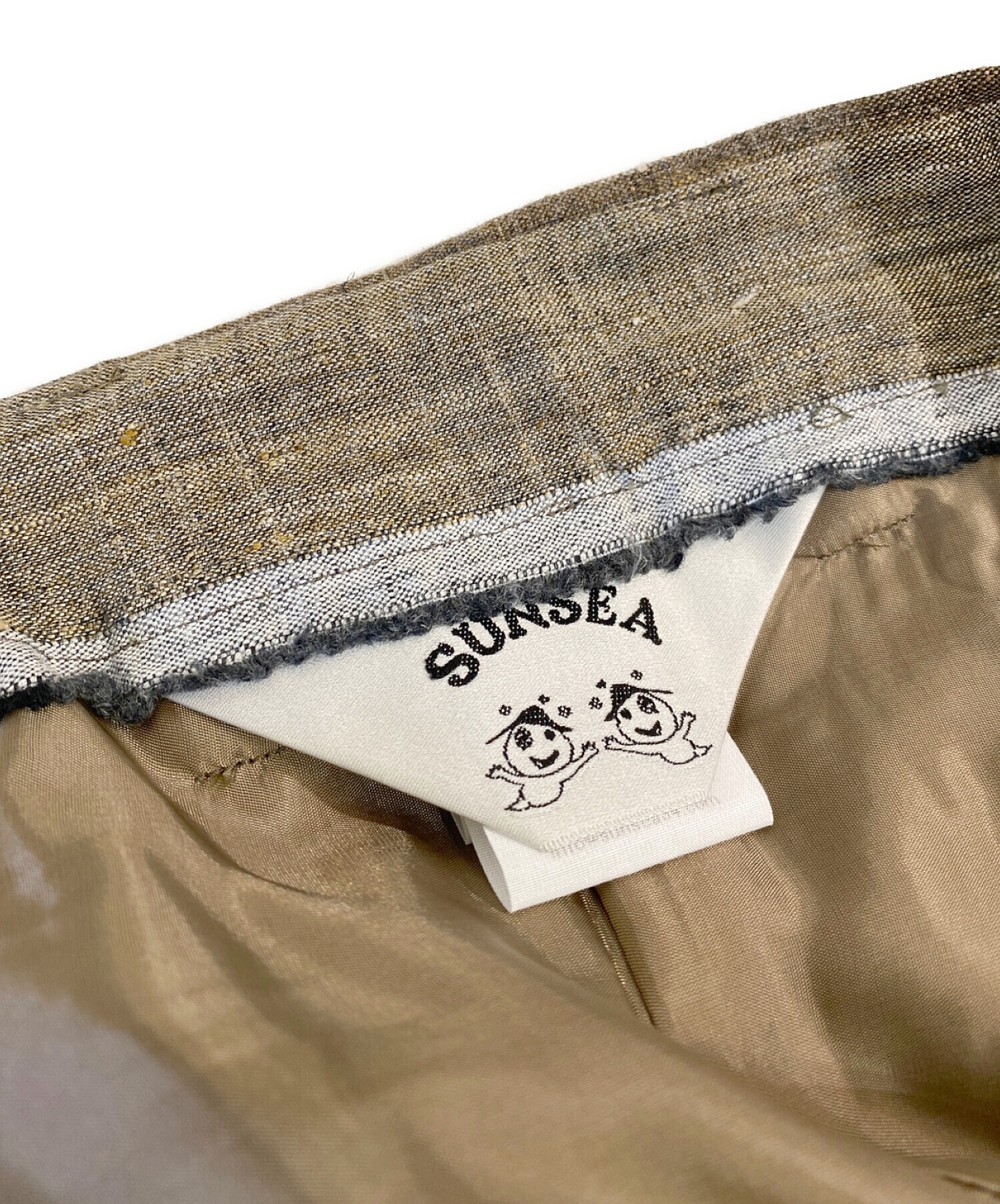 中古・古着通販】SUNSEA (サンシー) BLOCK LINEN WIDE PANTS ブラウン