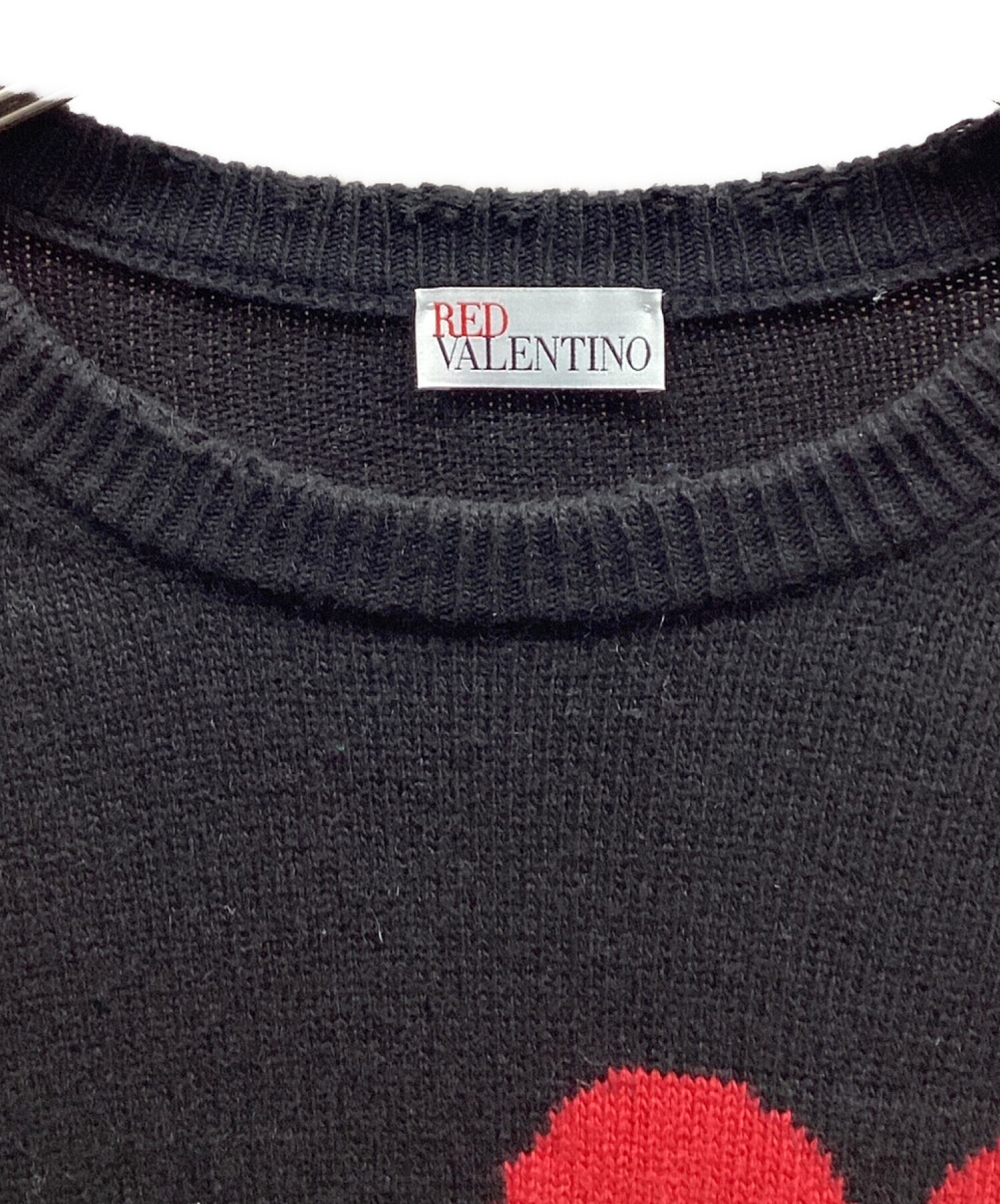 RED VALENTINO (レッドヴァレンティノ) ウール セーター ハート＆アローインターシャ ブラック サイズ:xs