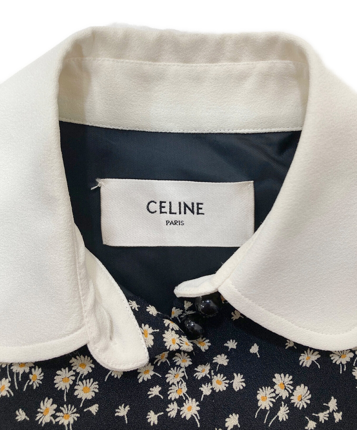 CELINE (セリーヌ) 花柄ワンピース ブラック サイズ:SIZE 34(XS)