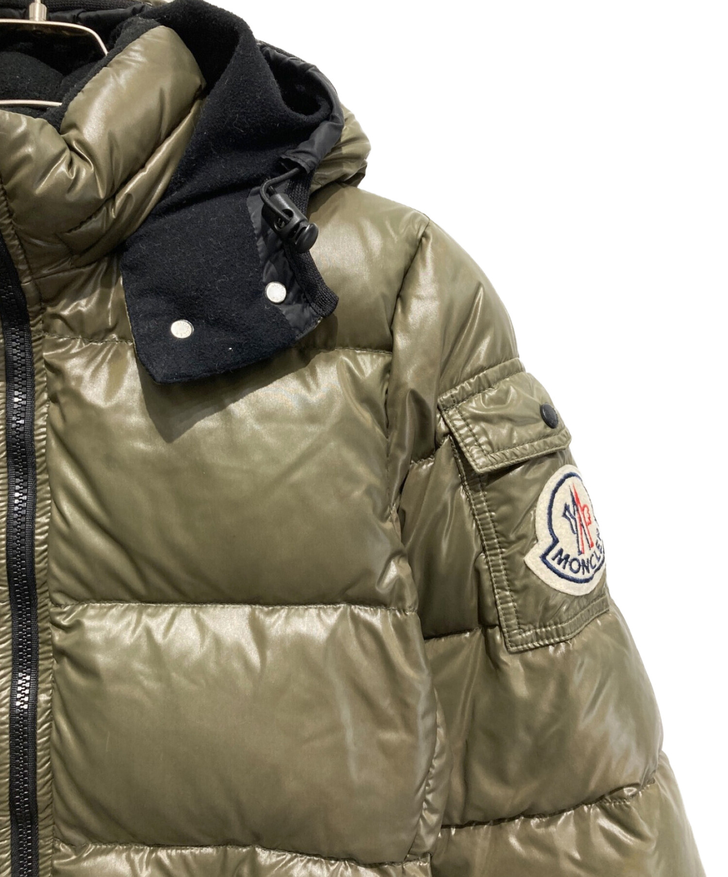 MONCLER (モンクレール) デカワッペンダウンジャケット オリーブ サイズ:SIZE 0