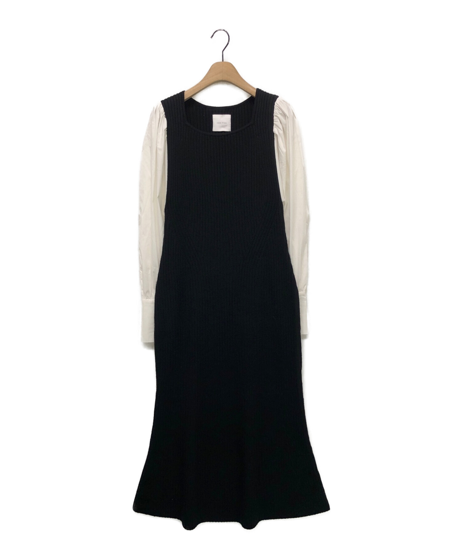 CASA FLINE (カーサフライン) バイカラードッキングドレス ブラック サイズ:F