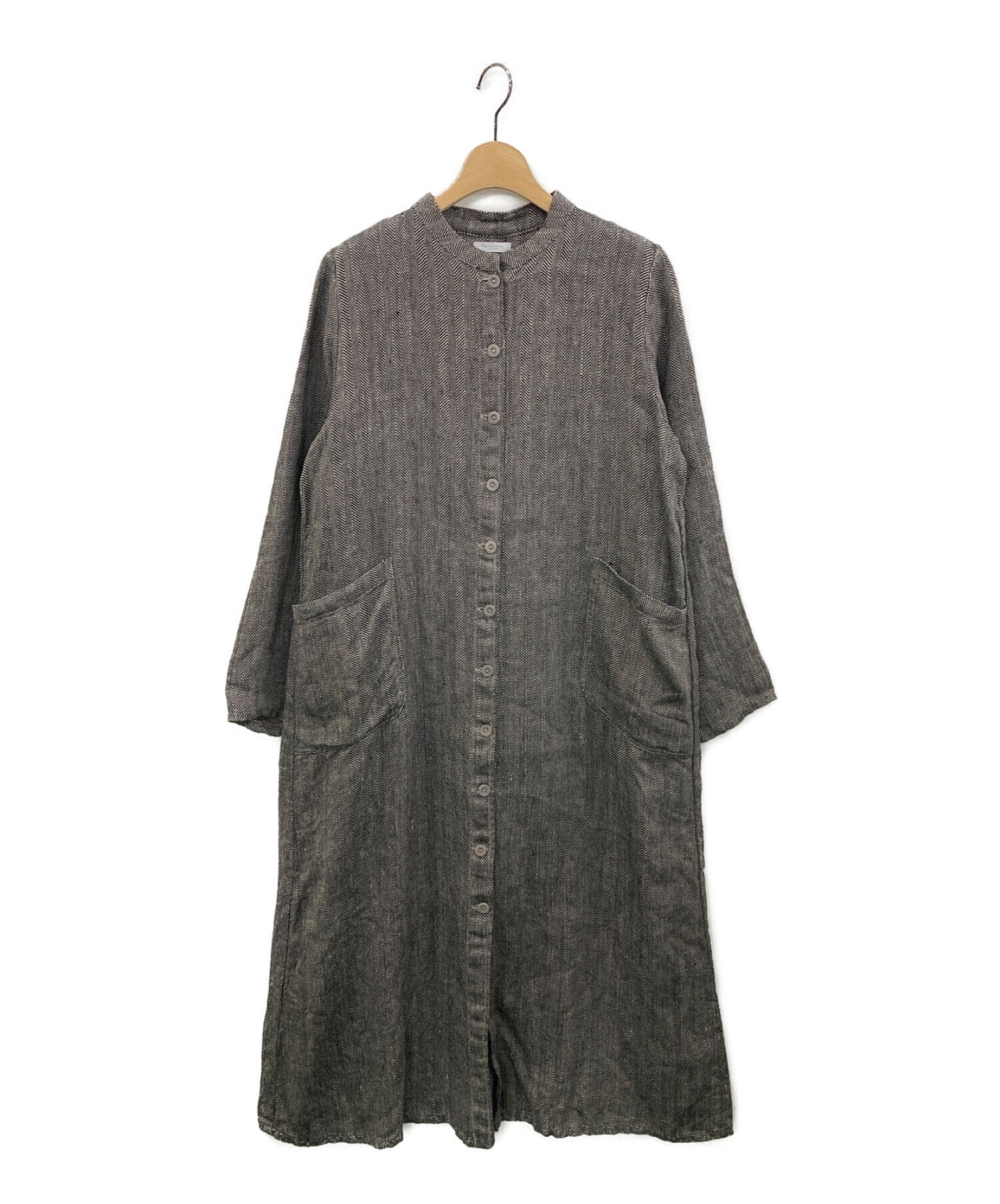 fog linen work (フォグリネンワーク) バンドカラーリネンワンピース ブラック サイズ:-