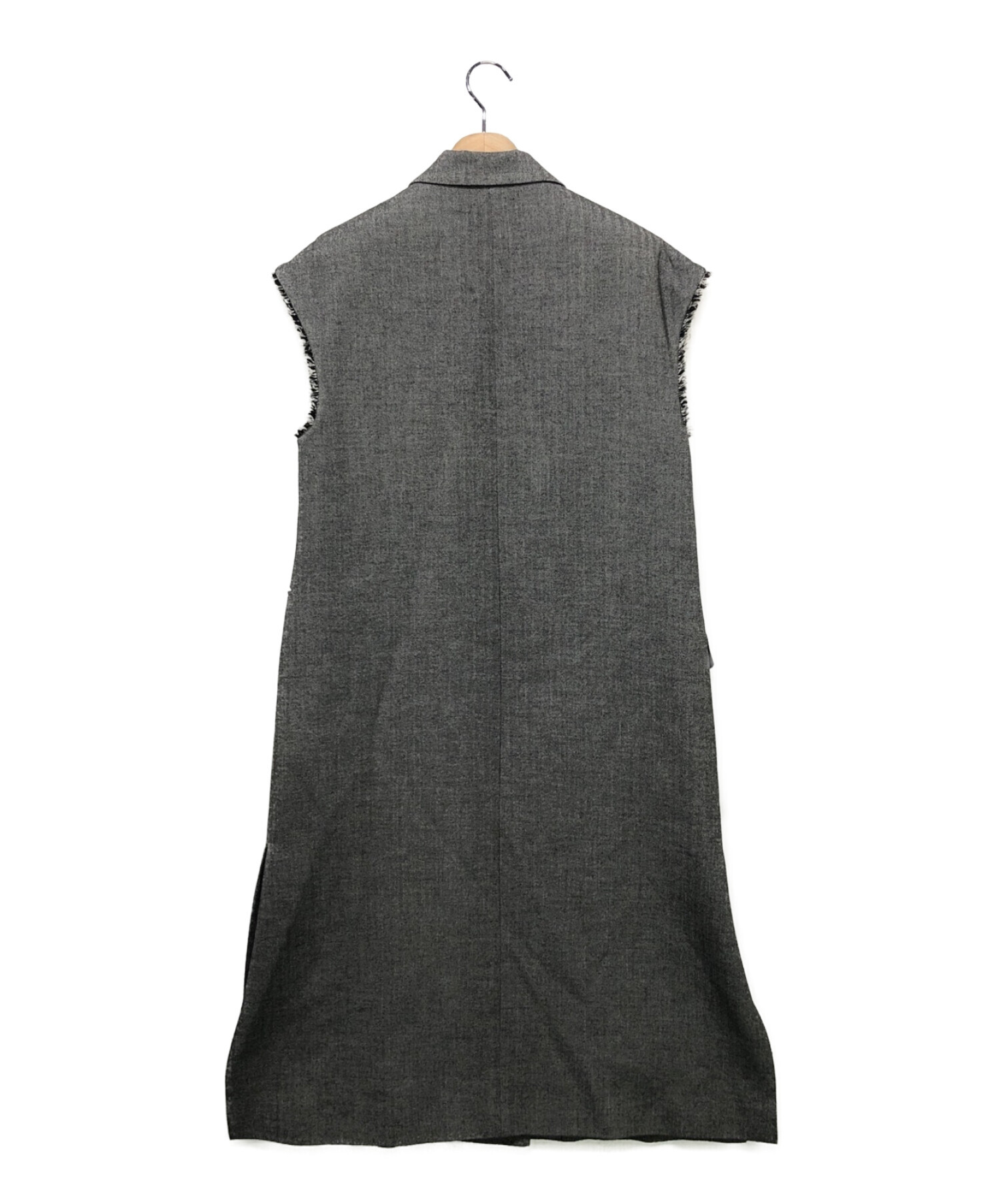 中古・古着通販】AMERI (アメリ) HERRINGBONE LONG JACKET VEST グレー