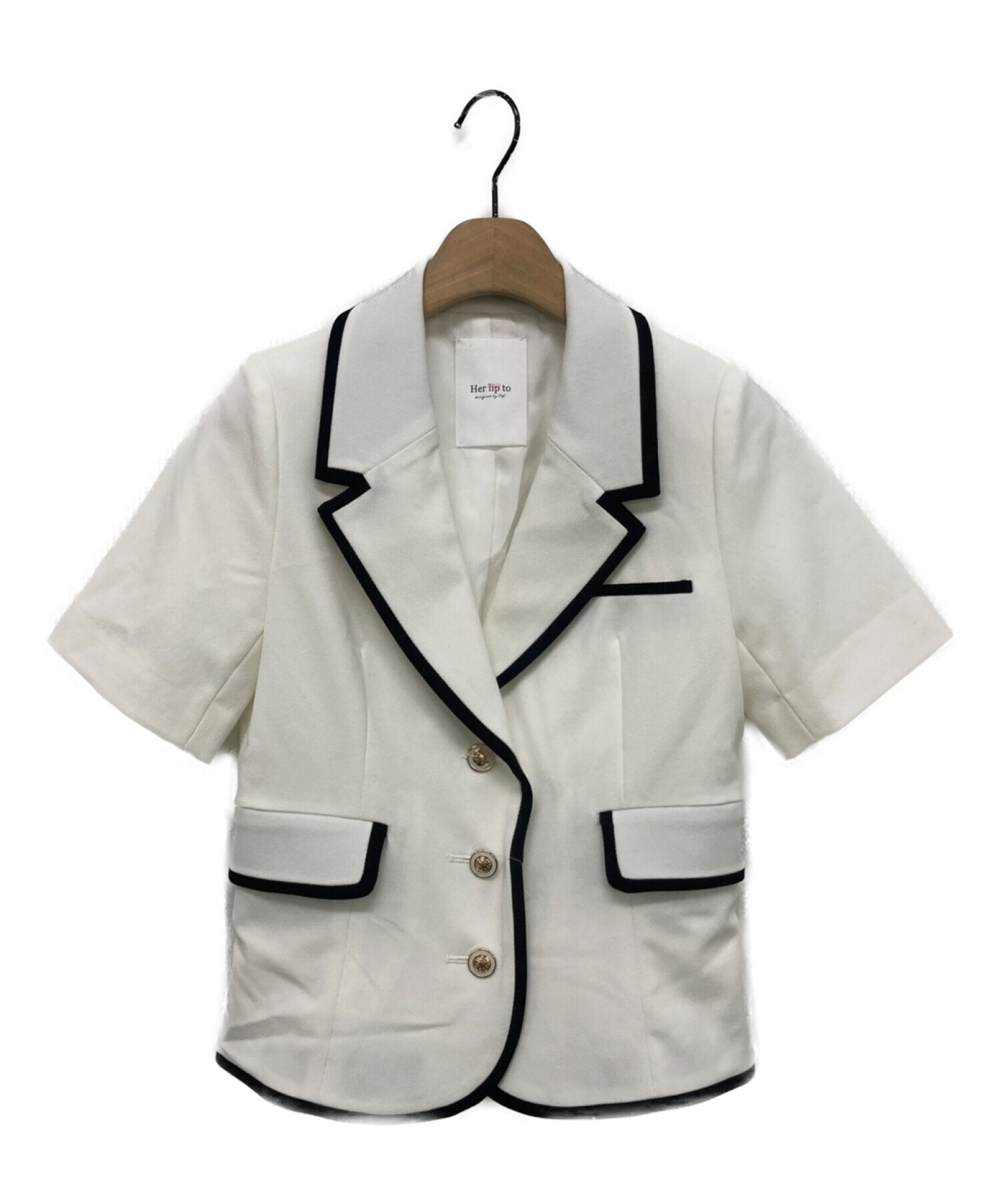 HER LIP TO (ハーリップトゥ) bicolor short sleeve blazer ホワイト サイズ:S