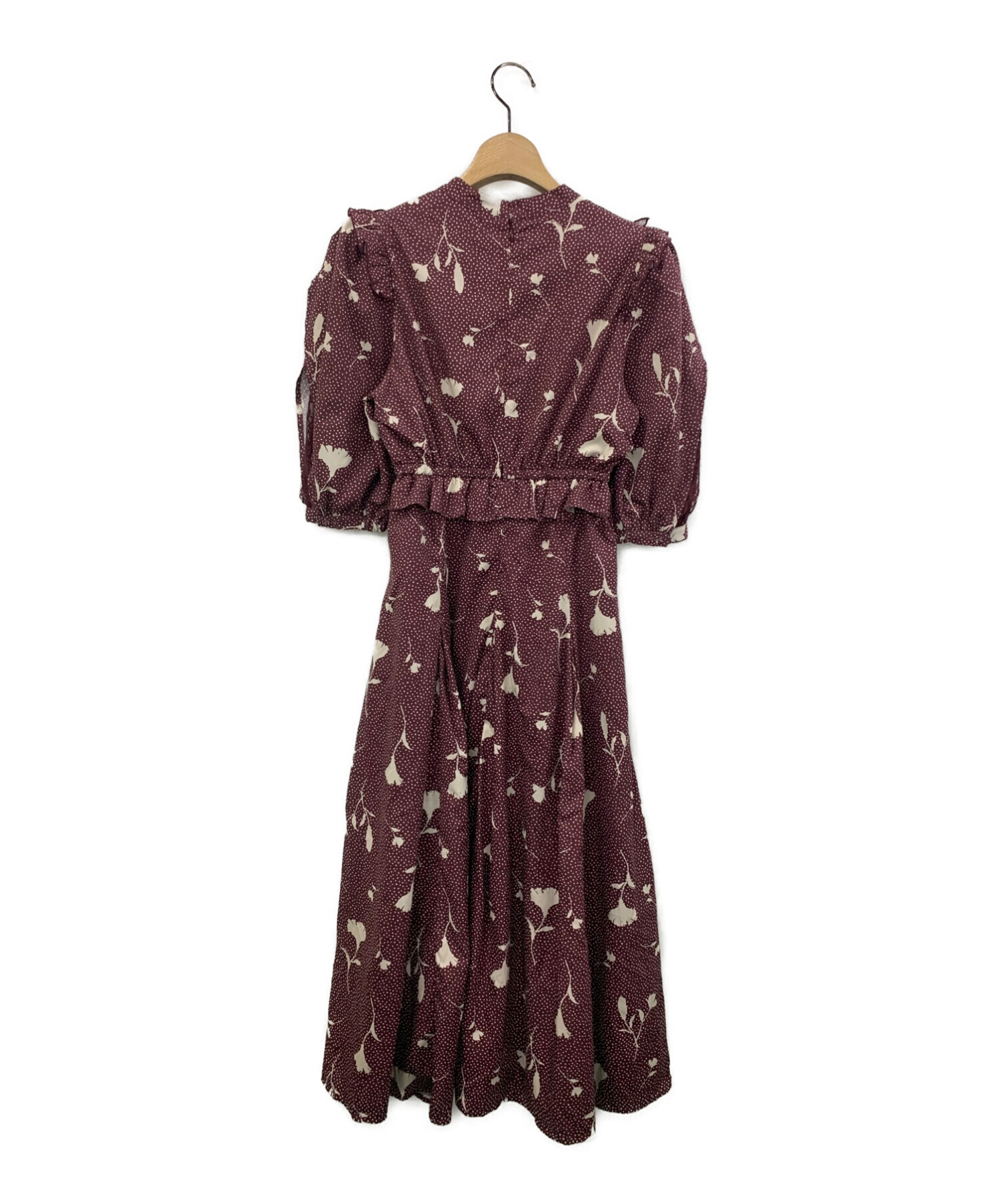 HER LIP TO (ハーリップトゥ) autumn floral lace trimmed dress ブラウンレッド サイズ:S