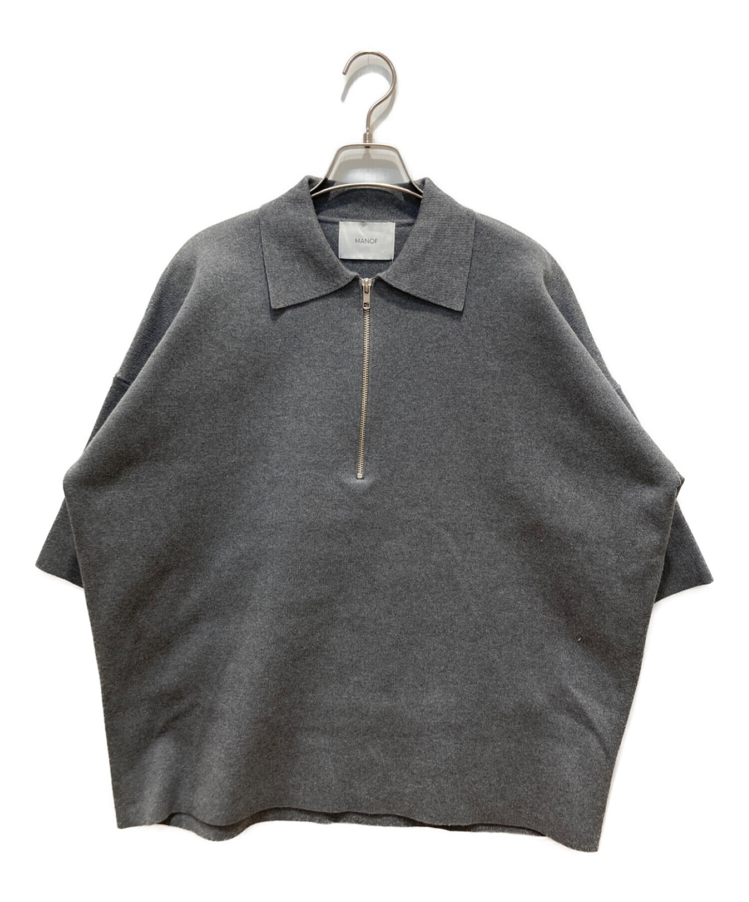 MANOF (マノフ) BASIC POLO KNIT TOPS グレー サイズ:F