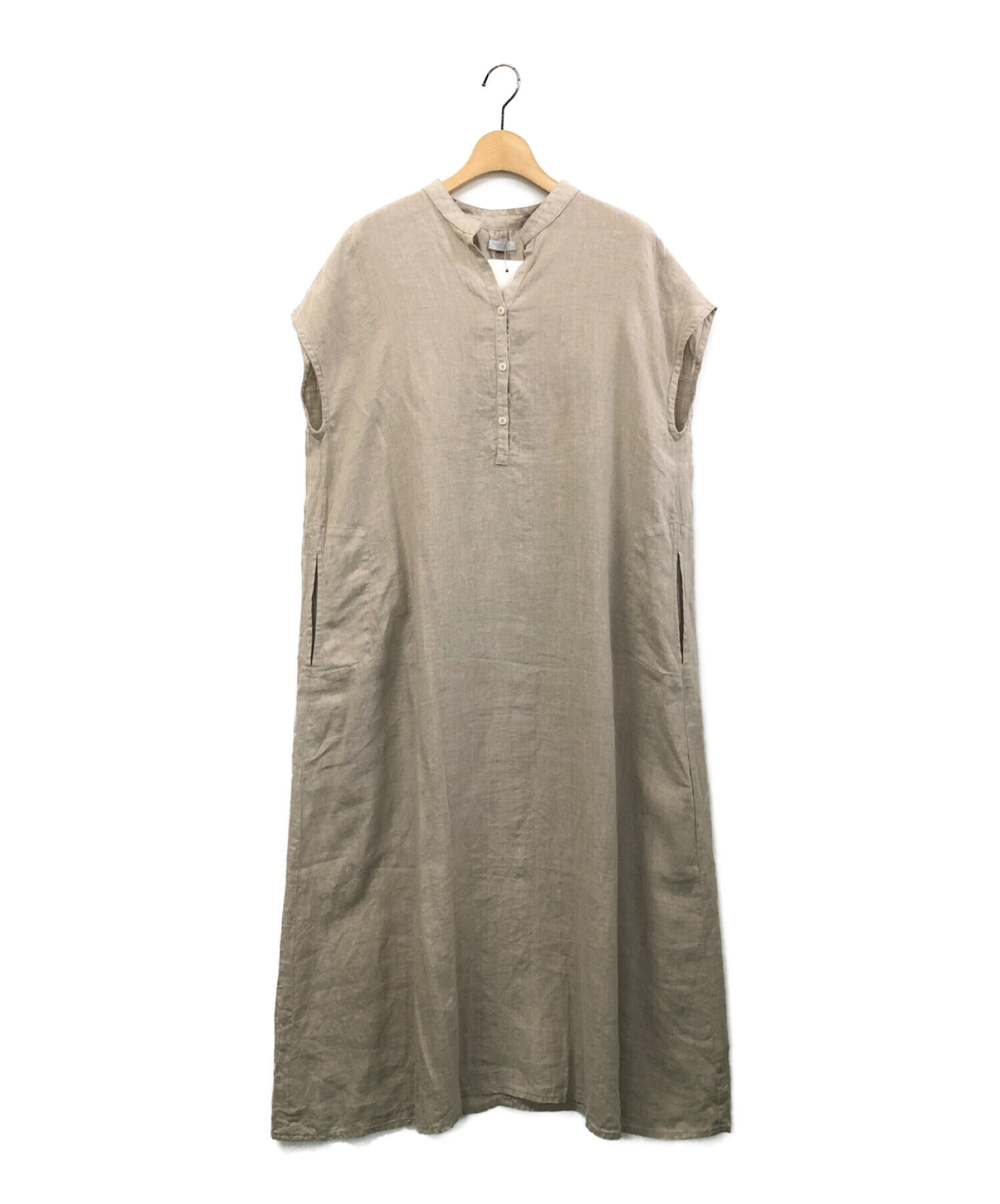 fog linen work (フォグリネンワーク) フレンチスリーブワンピース ベージュ サイズ:-