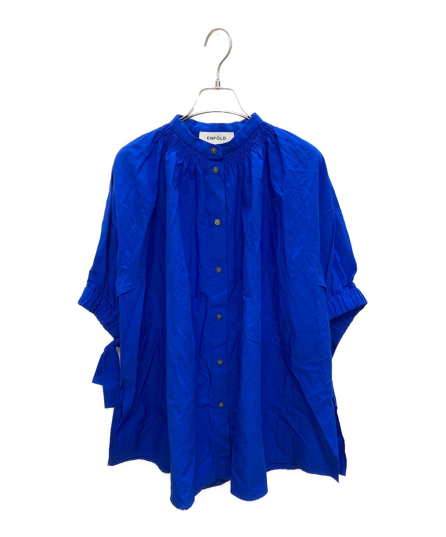 中古・古着通販】ENFOLD (エンフォルド) GATHER-SLEEVE BLOUSE ブルー ...