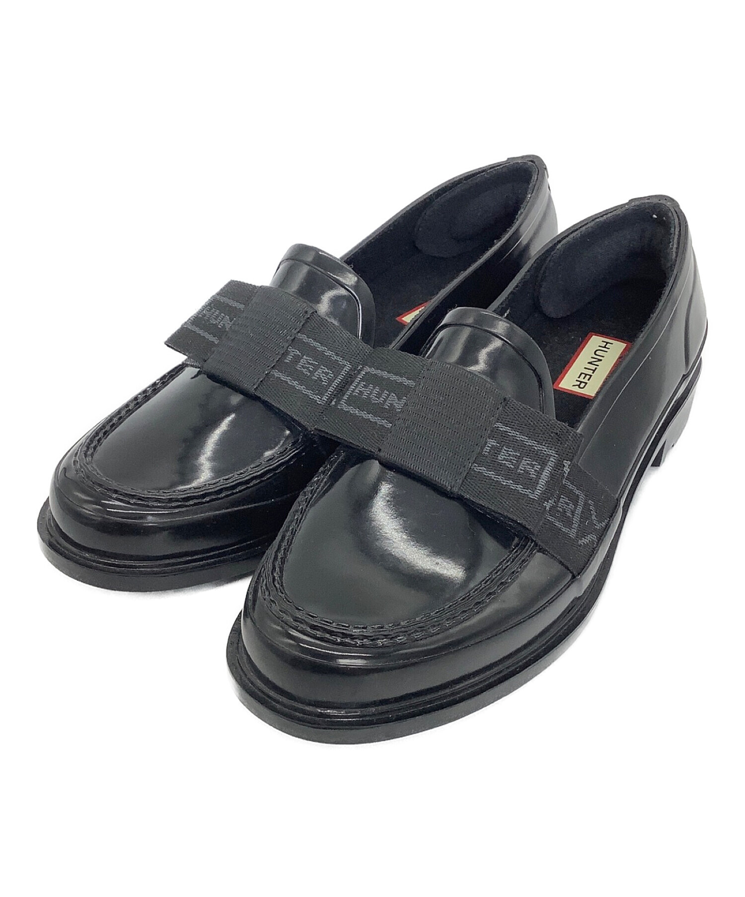 HUNTER (ハンター) REFINED BOW GLOSS PENNY LOAFER ブラック サイズ:38