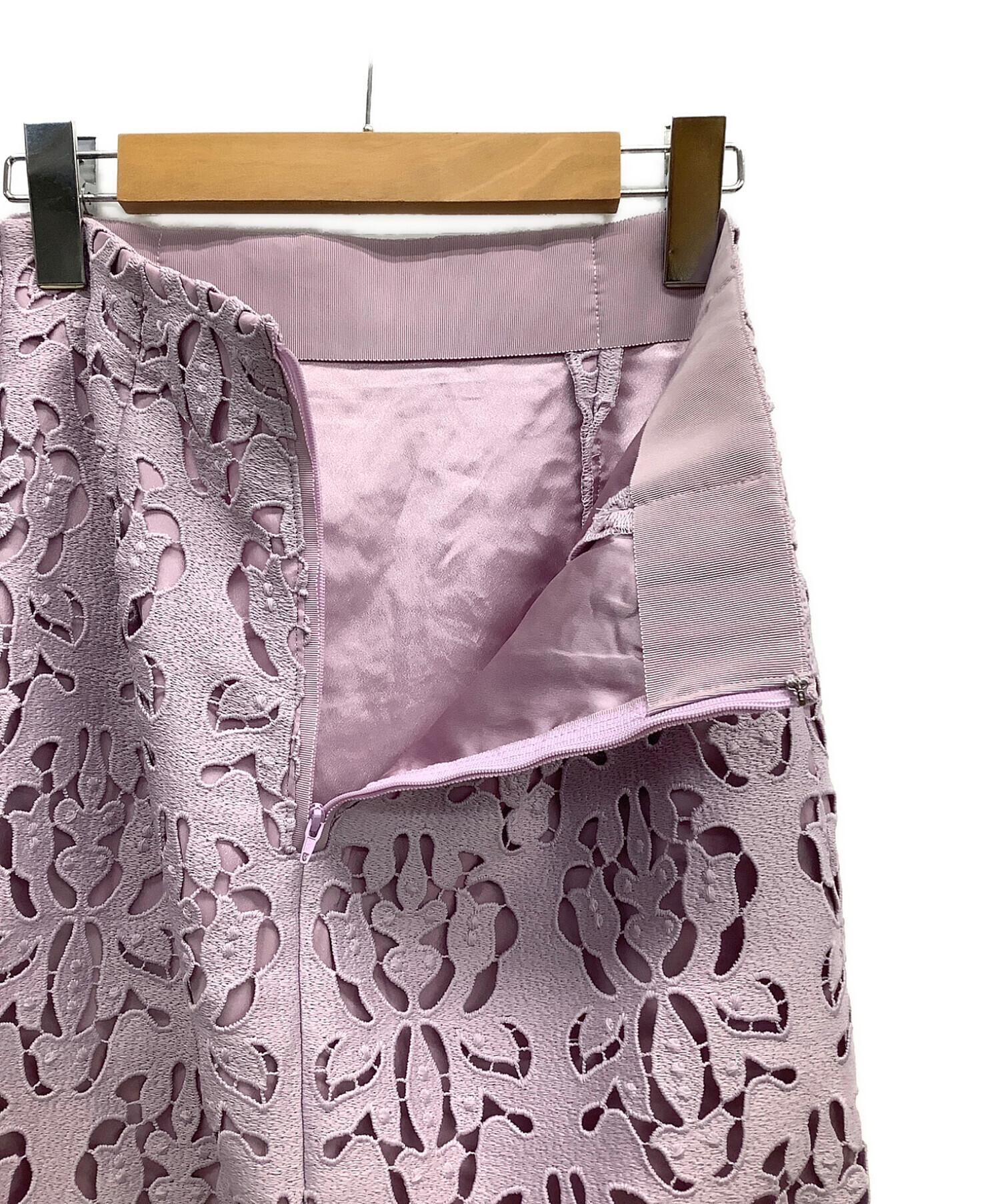 ANAYI (アナイ) シルエットモチーフレースタイトスカート パープル サイズ:38