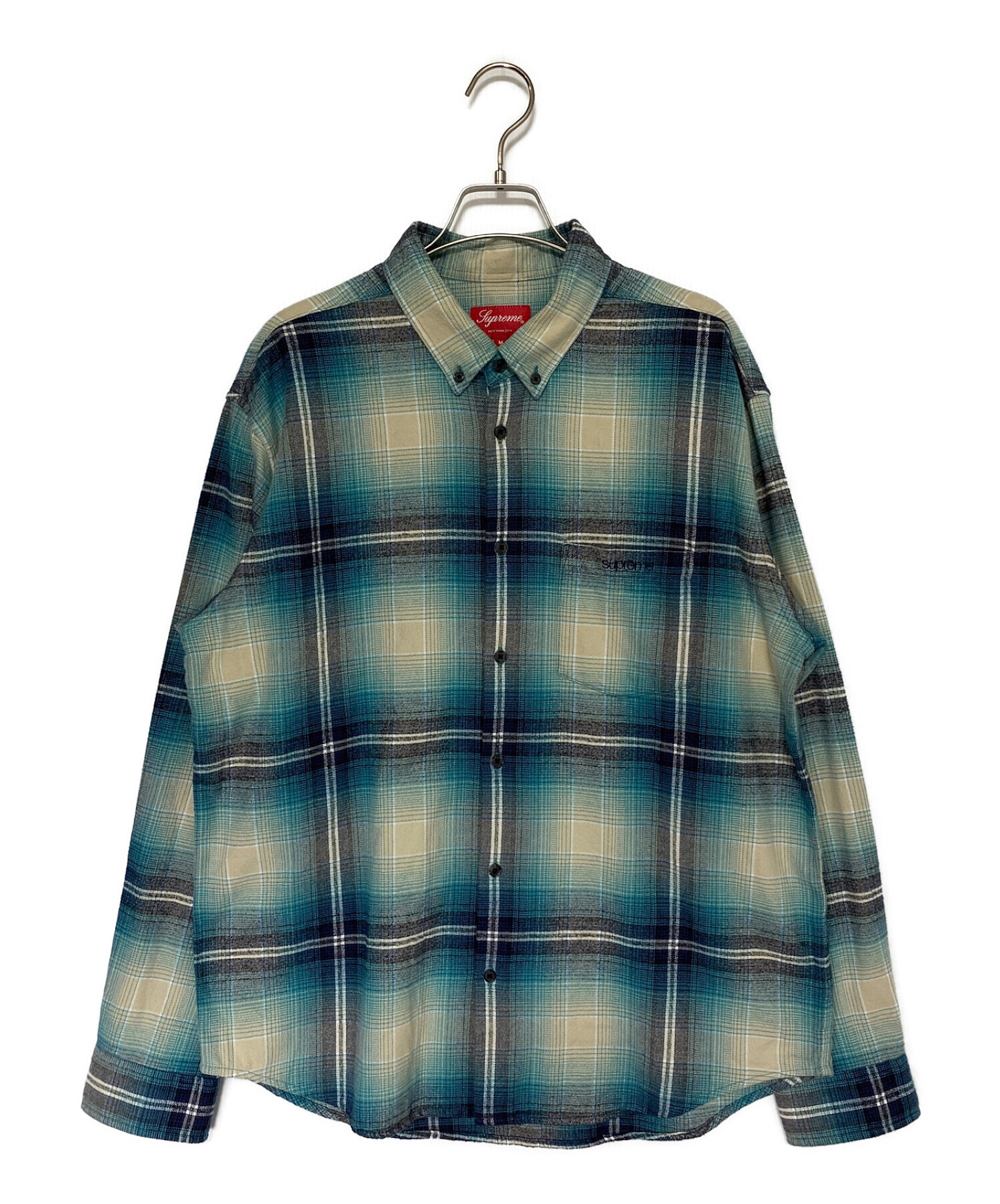 Supreme Plaid Flannel Shirt 青 Мサイズ
