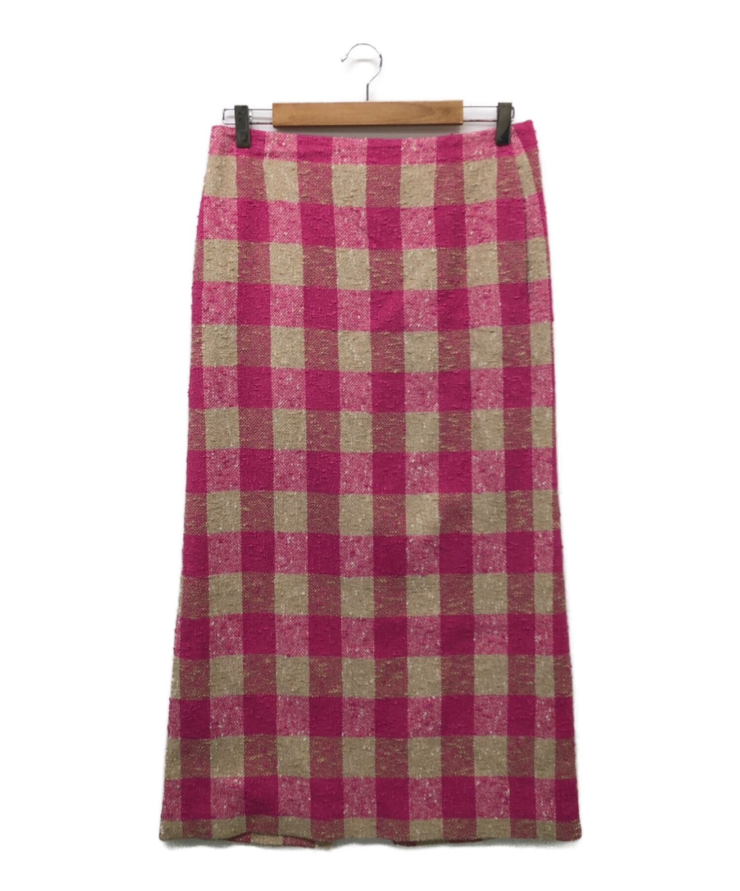 Drawer (ドゥロワー) ネップチェックバックスリットロングスカート ピンク サイズ:38