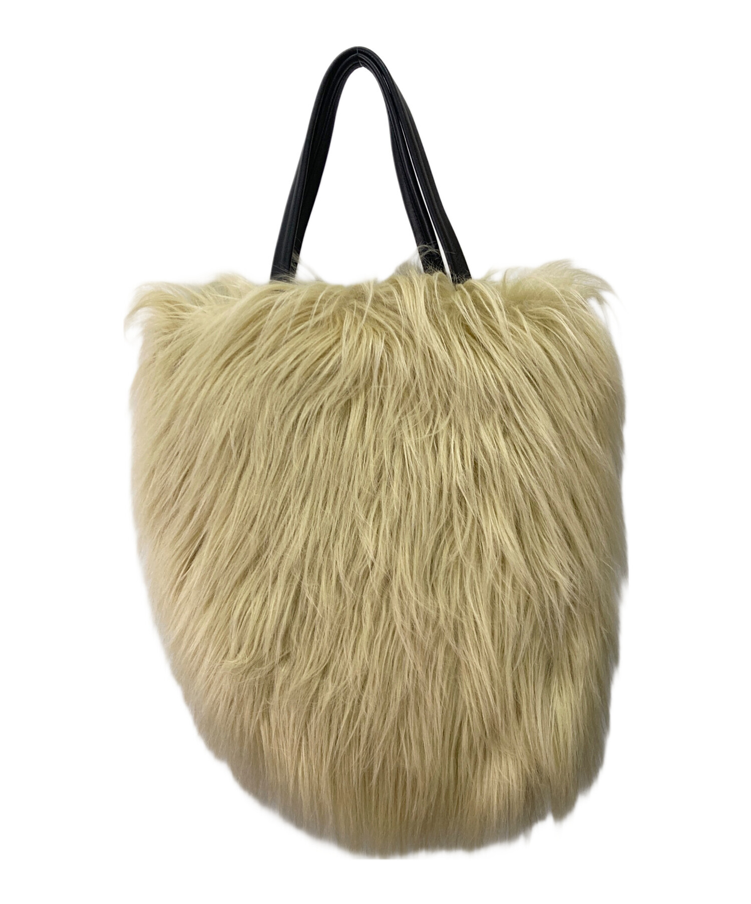 中古・古着通販】beautiful people (ビューティフルピープル) hairy fur leather name tote ハンドバッグ  ベージュ×ブラック｜ブランド・古着通販 トレファク公式【TREFAC FASHION】スマホサイト