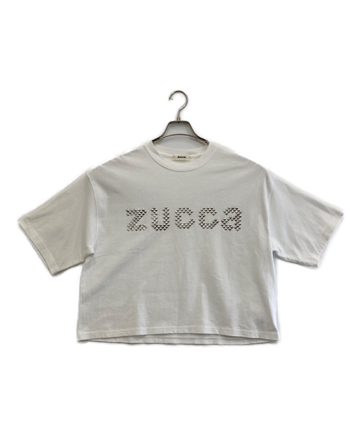 ZUCCA (ズッカ) PO スタッズロゴT ホワイト×シルバー サイズ:M