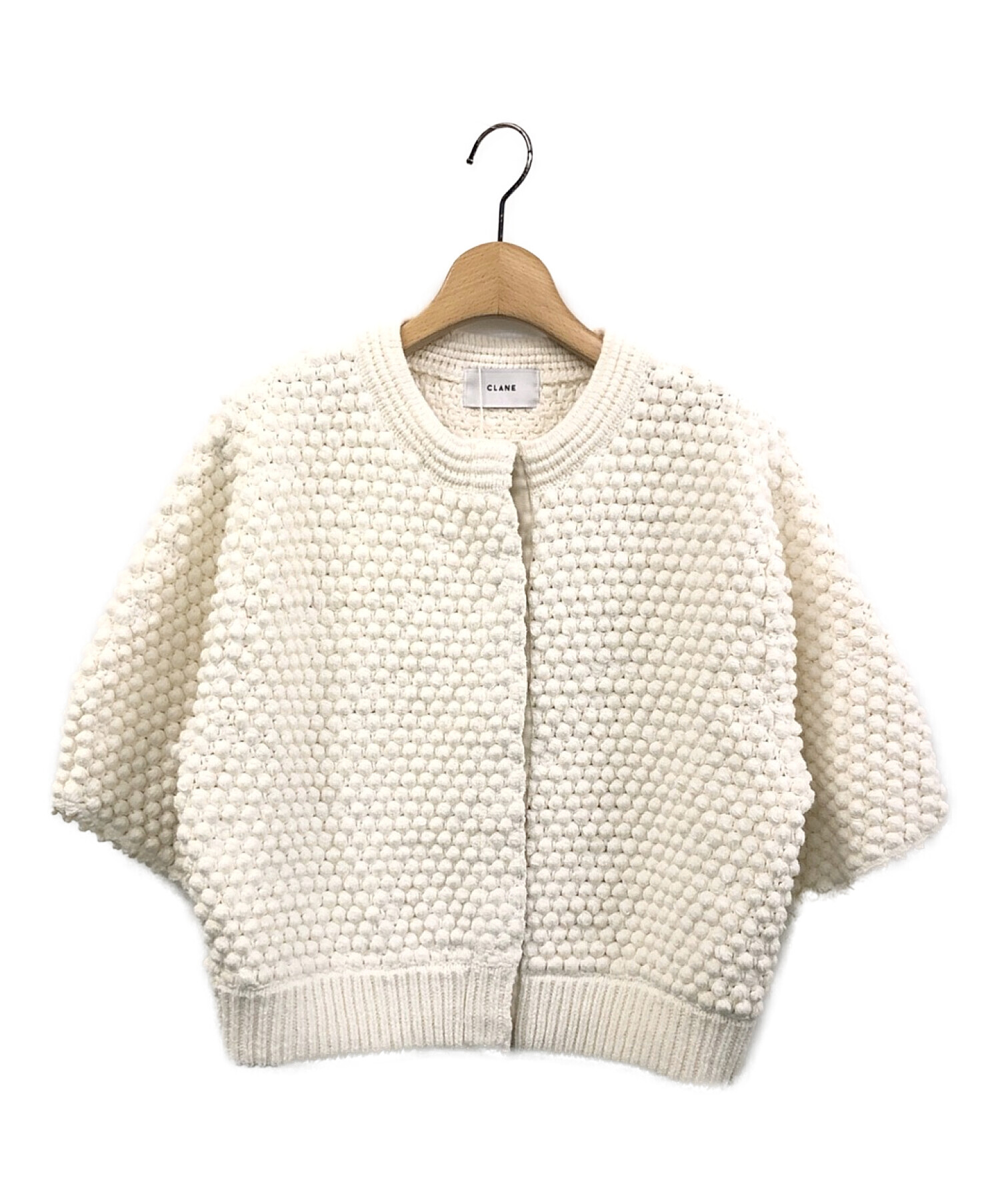 CLANE (クラネ) 3D DOT HALF SLEEVE KNIT CARDIGAN ホワイト サイズ:2