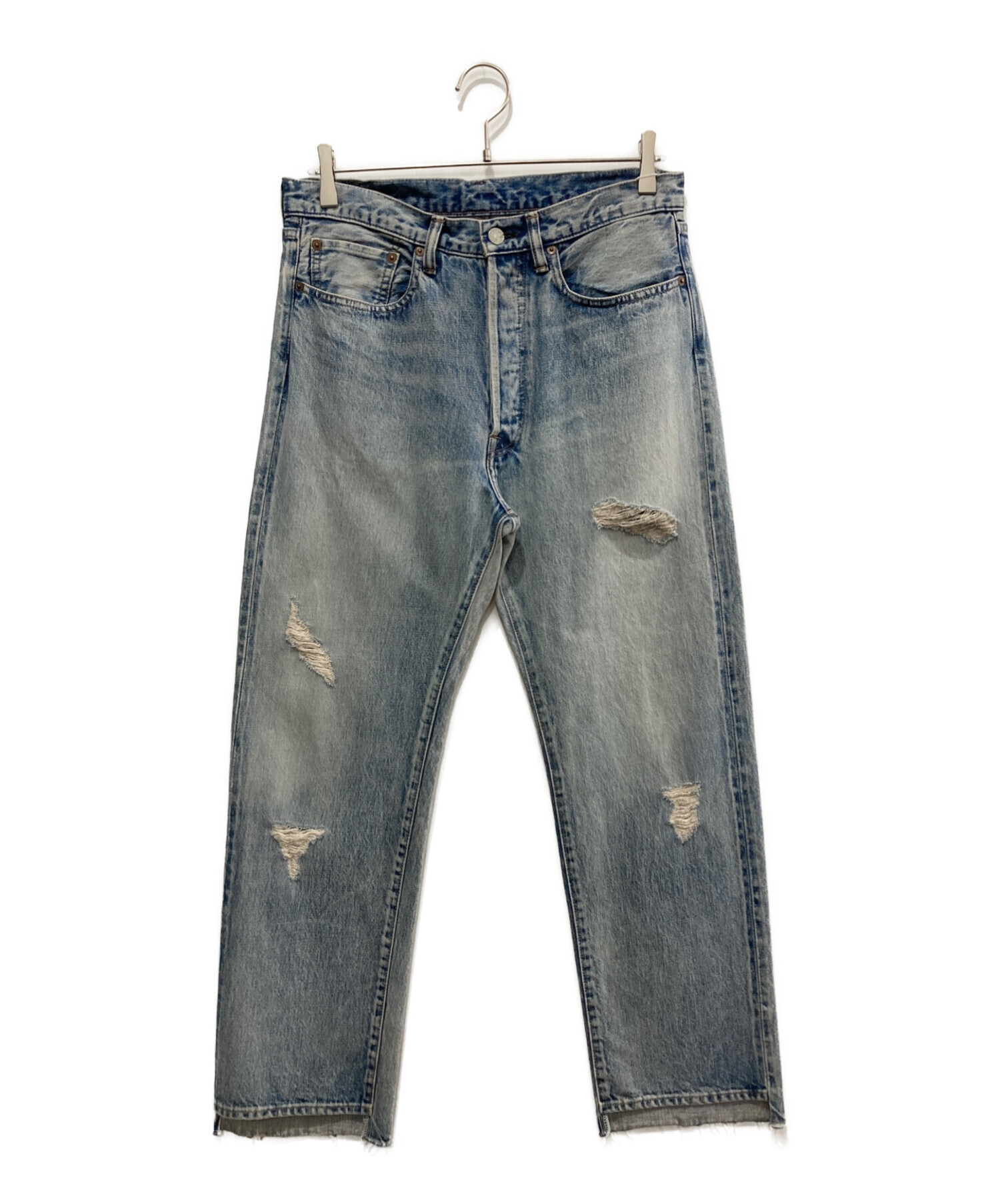 中古・古着通販】UNUSED (アンユーズド) DAMAGE BLEACH DENIM ブルー 