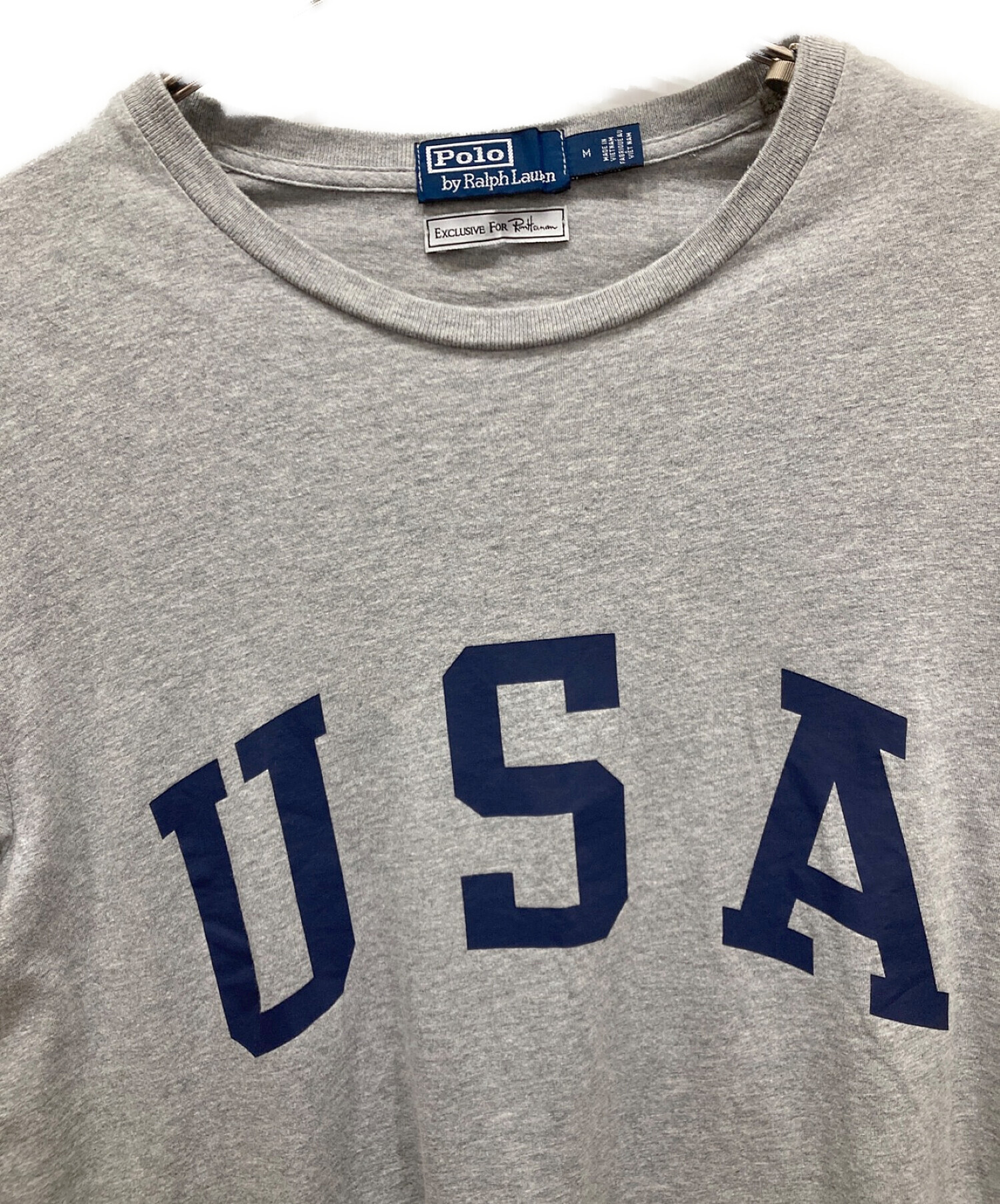 POLO RALPH LAUREN (ポロ・ラルフローレン) Ron Herman (ロンハーマン) 別注USAプリントTシャツ グレー サイズ:M