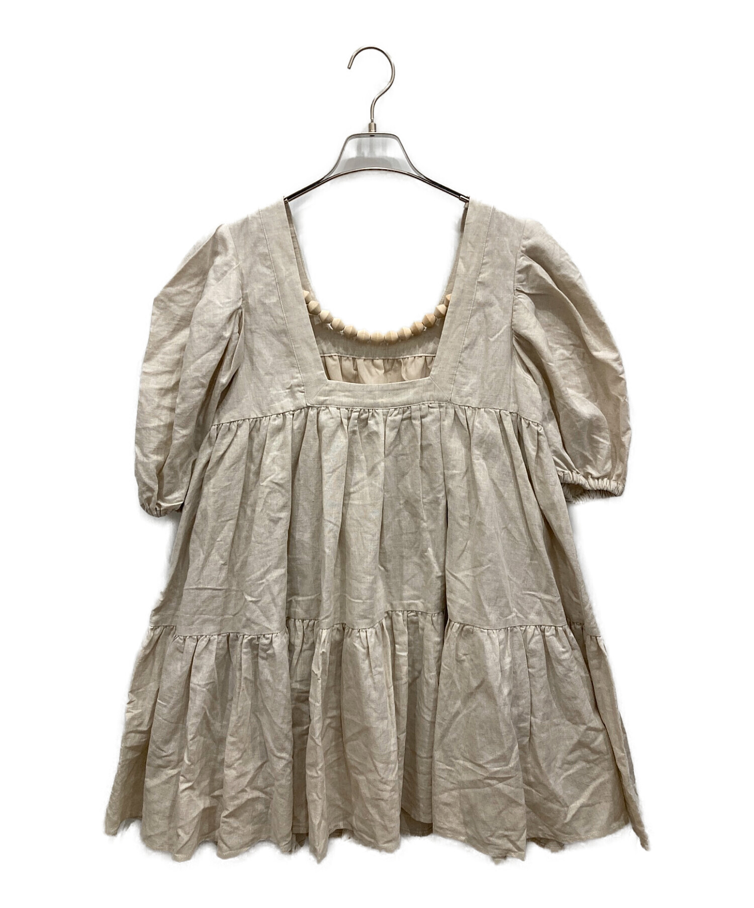 裾幅2052cmCotton Linen Tiered Short Dress