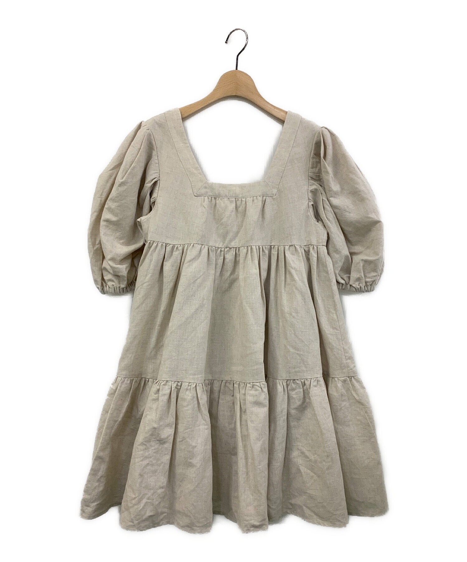 ALEXIA STAM (アリシアスタン) Cotton Linen Tiered Short Dress ベージュ サイズ:S