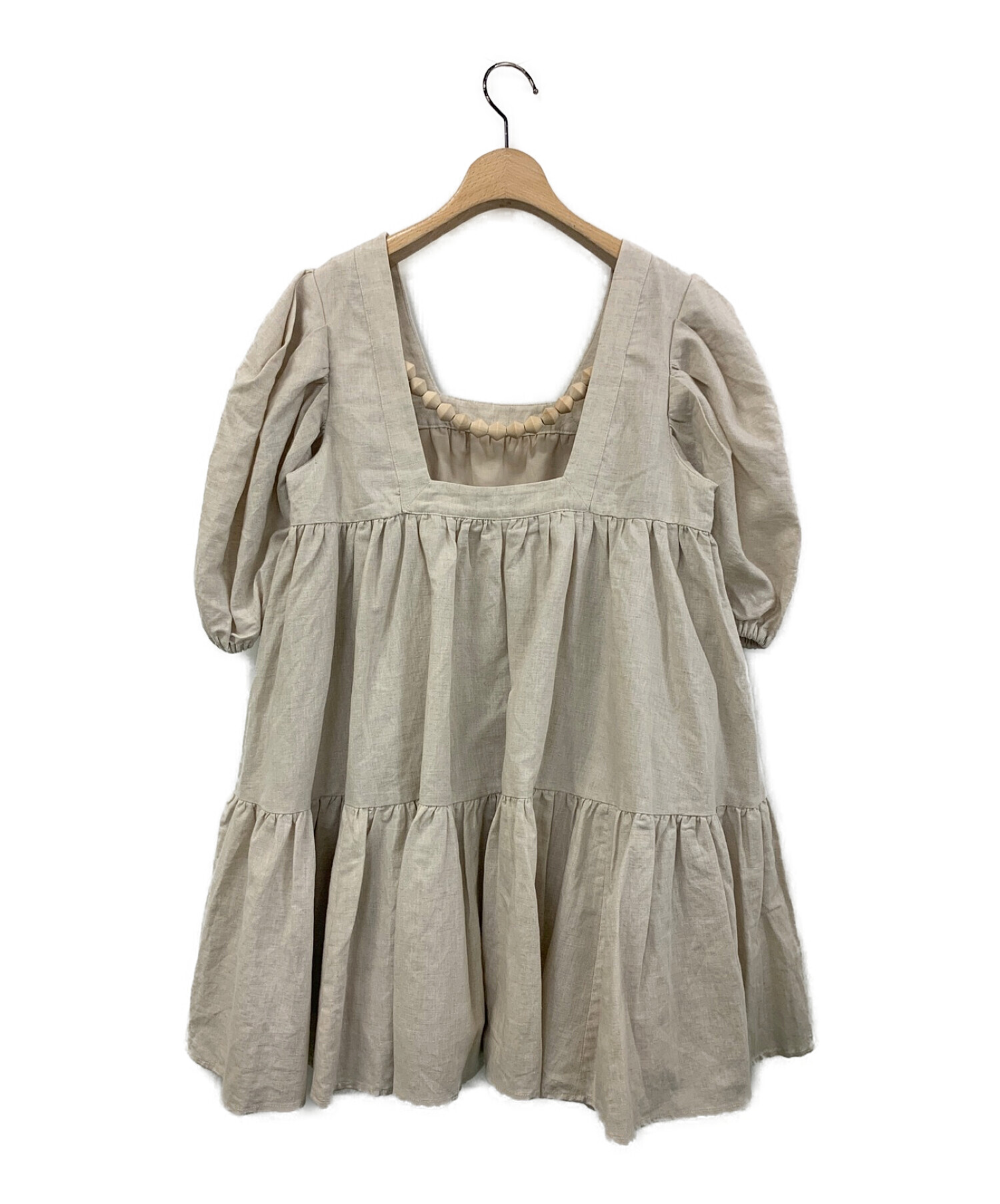 ALEXIA STAM (アリシアスタン) Cotton Linen Tiered Short Dress ベージュ サイズ:S