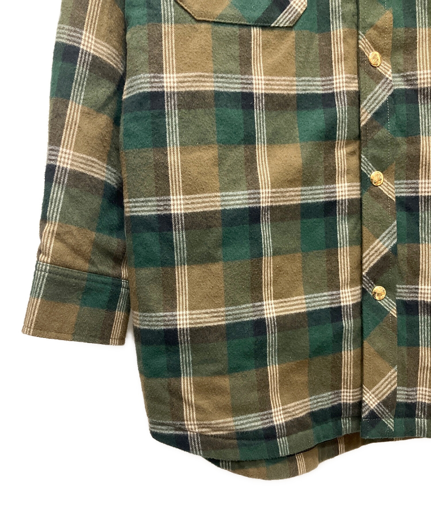 CELINE (セリーヌ) OVERSHIRT IN CHECKED COTTON グリーン サイズ:34 未使用品