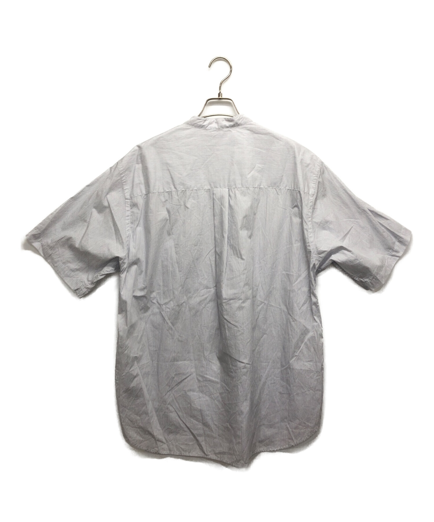 STEVEN ALAN (スティーブンアラン) SOKTAS STRIPE BAND COLLAR SHORT SLEEVE SHIRT-LOOSE  ホワイト×ブルー サイズ:M