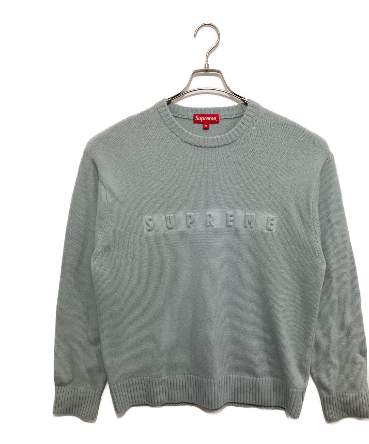 SUPREME 22FW  Embossed Sweater M 水色65cm袖丈